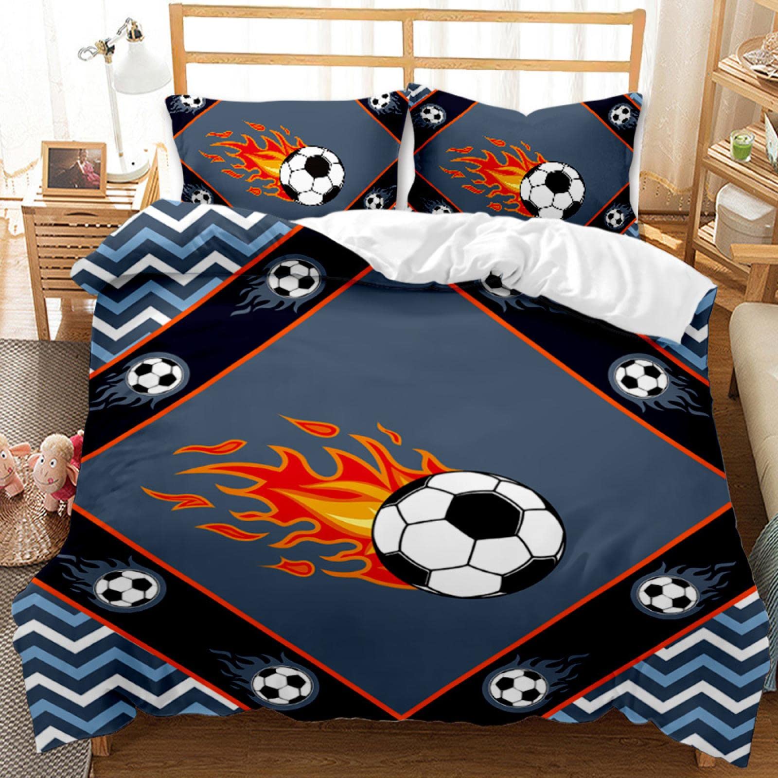 Football Bedding Set for Boys - Twin/Full/Queen/King Size Sports Themed Comforter Cover & Duvet Cover - Perfect for Kids, Teens & Sports Fans Bedrooms, Game Rooms & Dorm Decor
