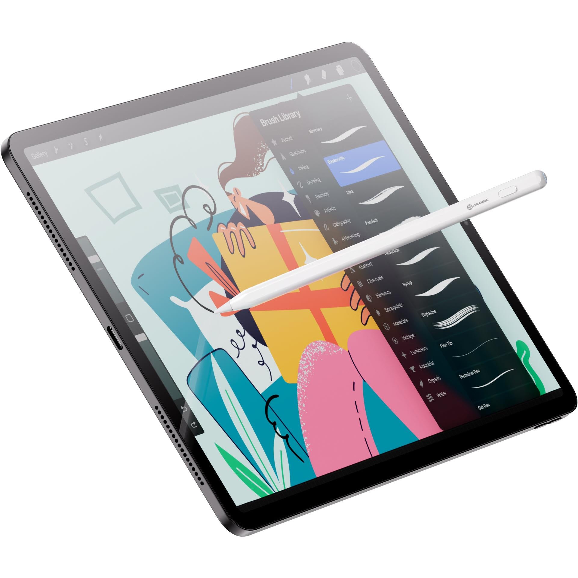 ALOGIC iPad Stylus Pen - Wireless & USB-C Rechargeable Digital Pencil for Apple iPad (White) | Perfect for Drawing, Note-Taking & Professional Design Work