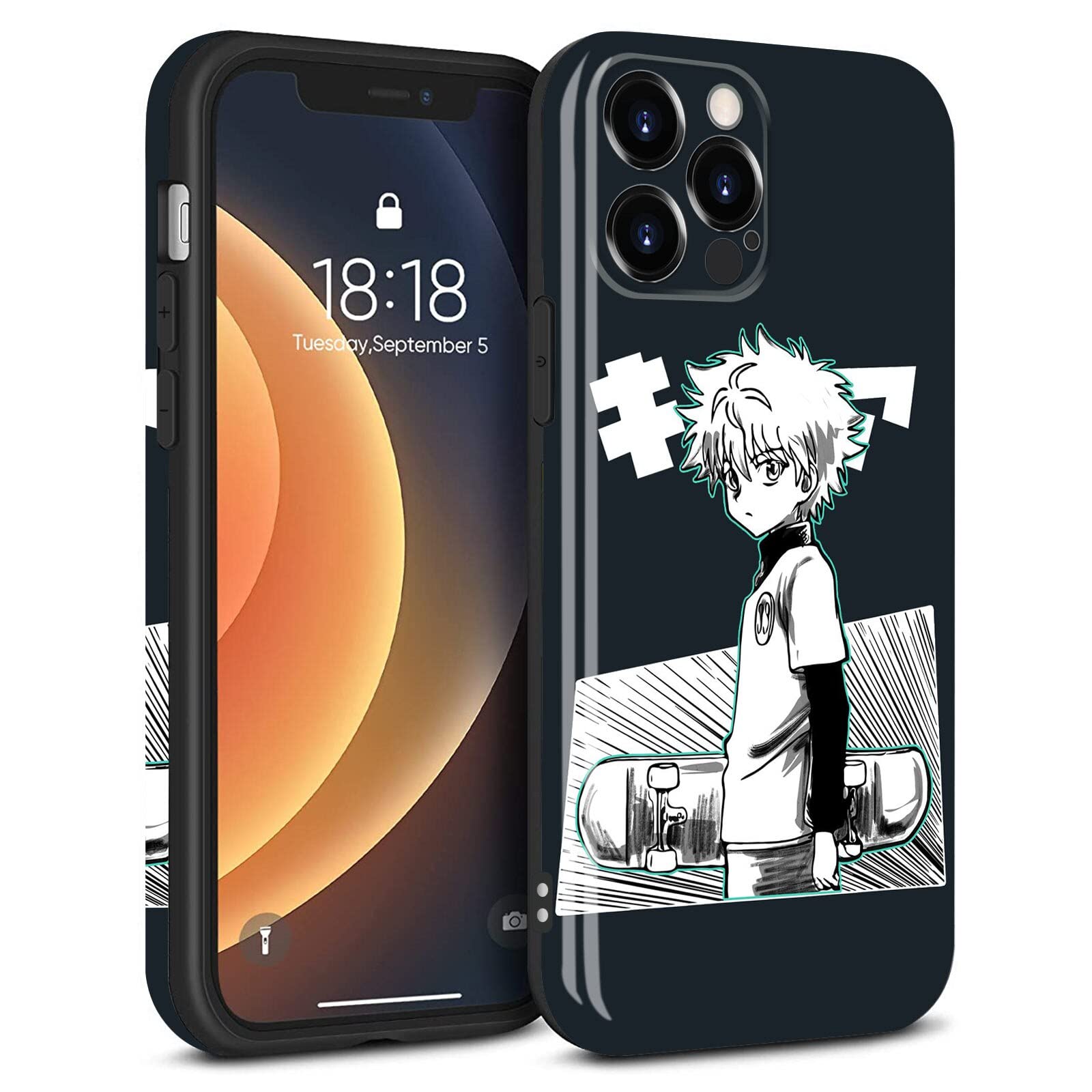 Killua Zoldyck Anime Soft Silicone Phone Case Compatible with iPhone 7/8/Plus/X/XR/XS Max/11/12/13/Pro Max/Mini/SE 2020 - Japanese Manga Style Protective Cover for Daily Use & Cosplay Fans (iPhone 11 Pro Model DD1012)
