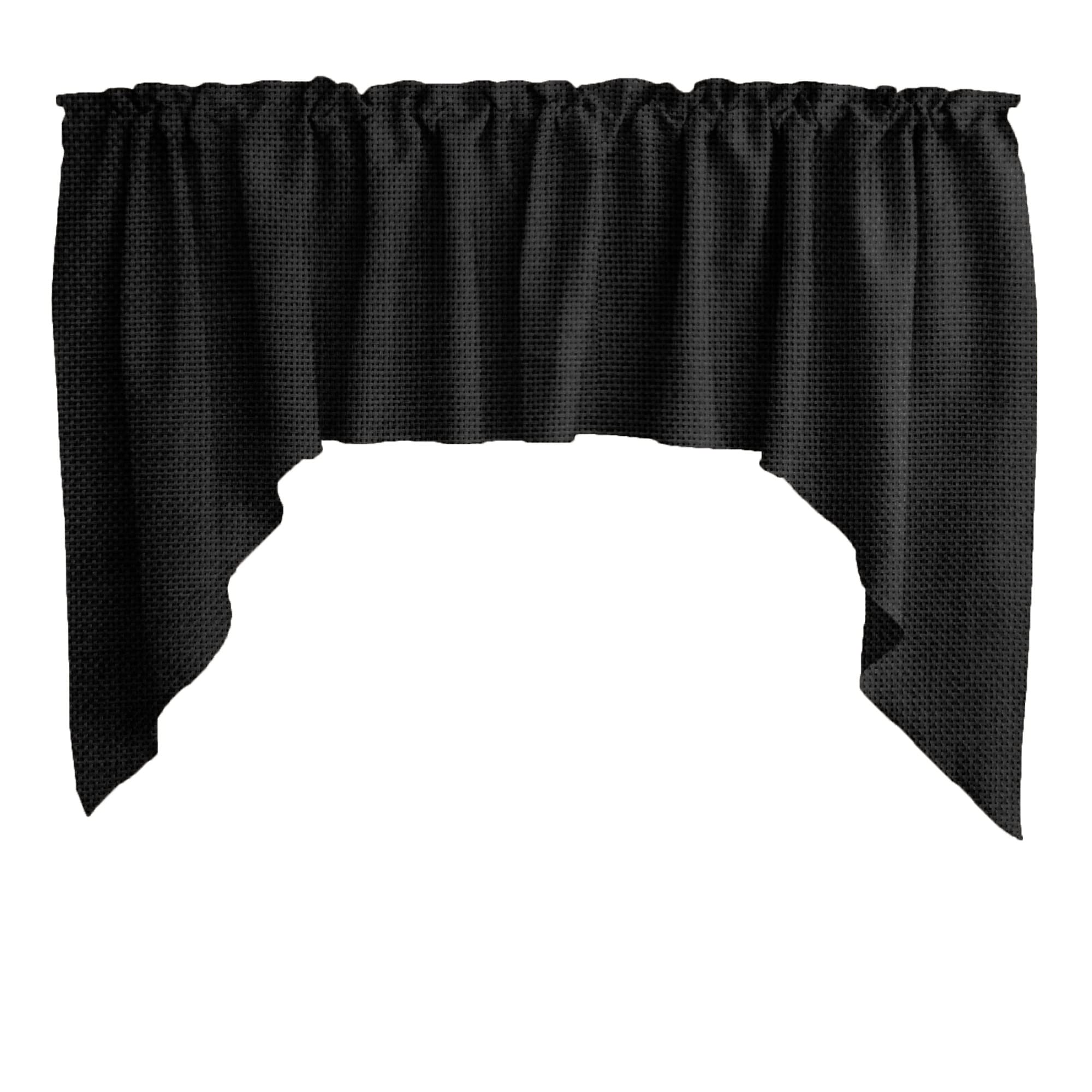 Black Faux Burlap Window Valance - Elegant Home Decor for Bedroom, Nursery & Kitchen - Perfect for Farmhouse, Rustic & Boho Style Windows