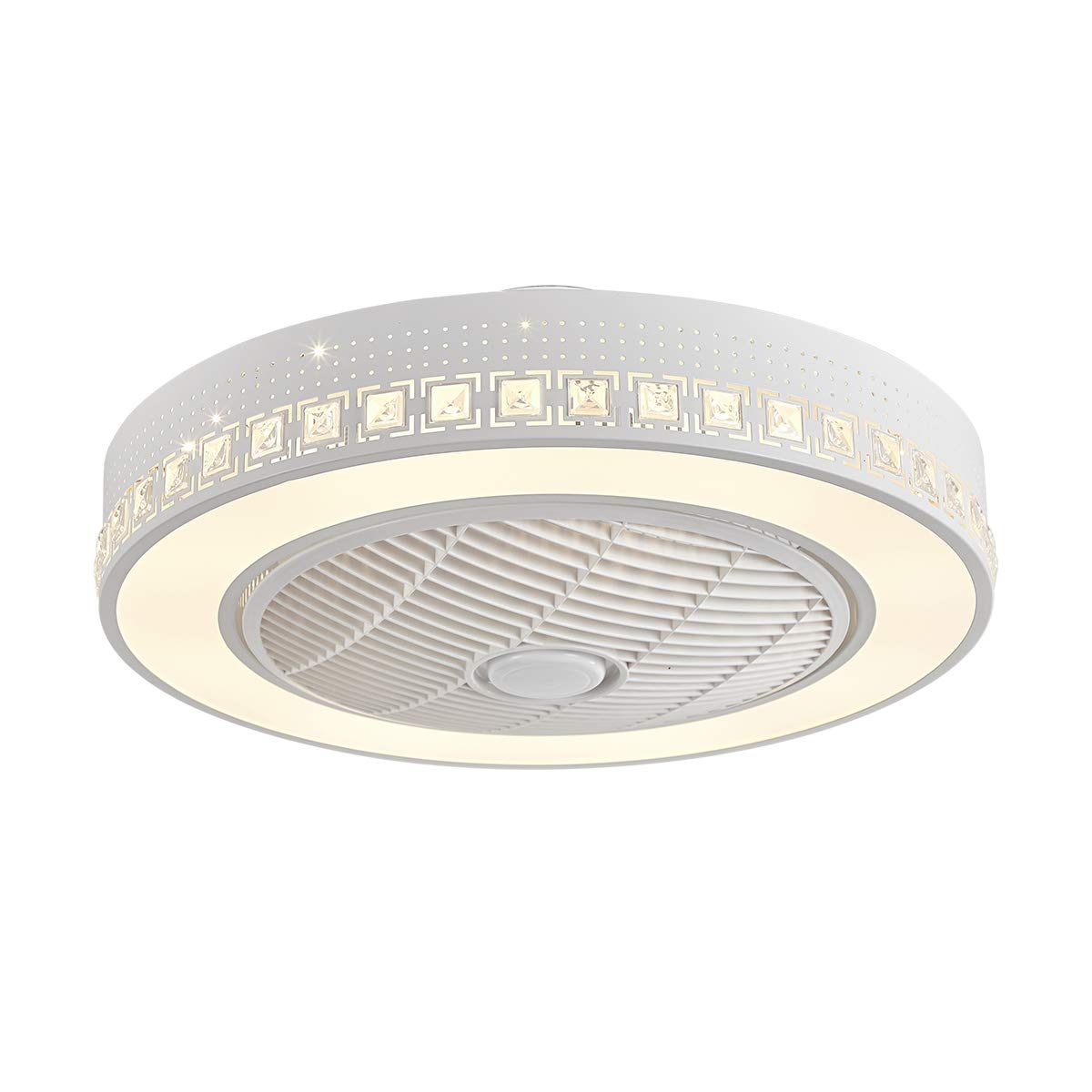 23-Inch Dimmable LED Flush Mount Ceiling Fan with Remote - 3 Color Changing Lights - Energy Efficient Quiet DC Motor - Perfect for Living Room, Bedroom, Dining Room & Office Spaces