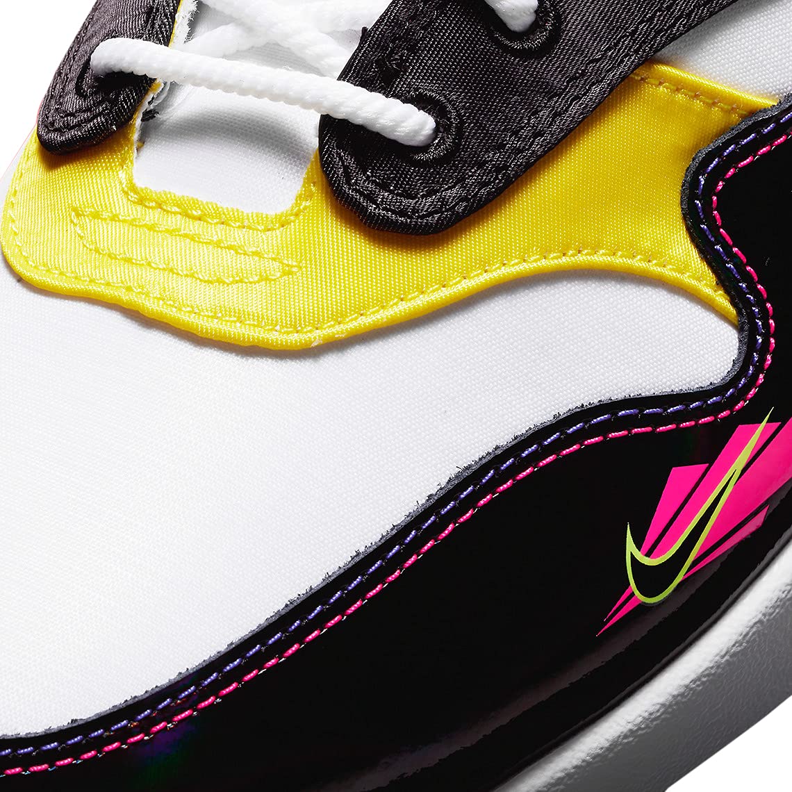 Nike Men's Air Max 1 Running Shoes - Hyper Pink, Black/Hyper Pink/Opti Yellow - Size 10 | Lightweight Cushioned Sneakers for Jogging, Gym & Casual Wear