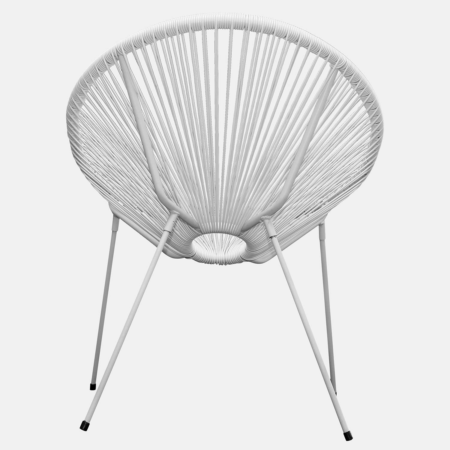 3-Piece Patio Furniture Set - Rattan Wicker Acapulco Lounge Chairs with Side Table - Indoor/Outdoor Bistro Set in White - Perfect for Garden, Balcony, Poolside & Small Spaces