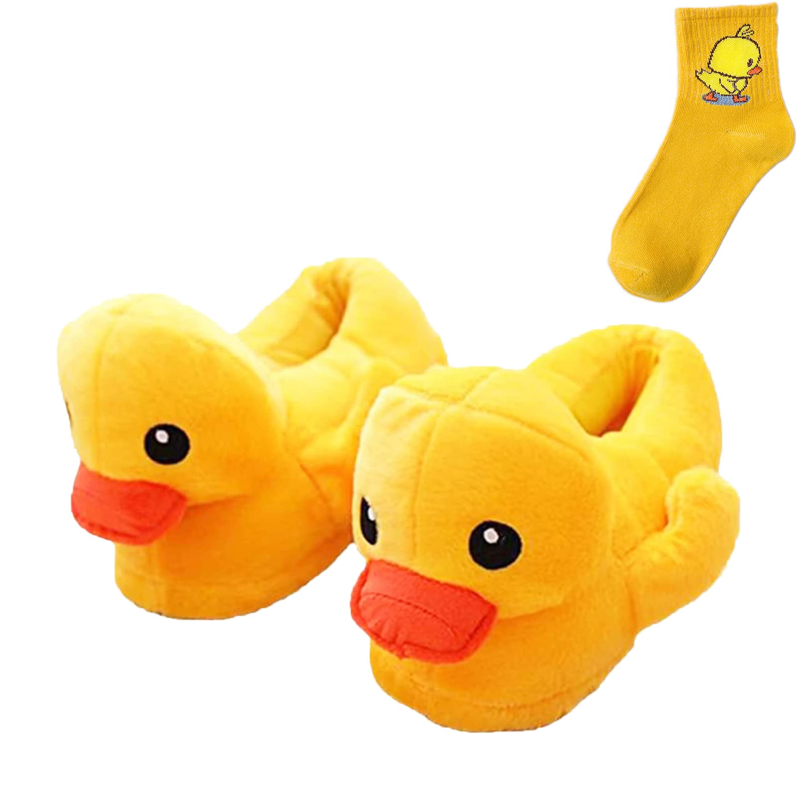 Women's Hokuto Duck Slippers - Cute Rubber Duck Cartoon House Shoes for Winter - Cozy Indoor/Outdoor Slippers for Home, Lounge & Gift Giving