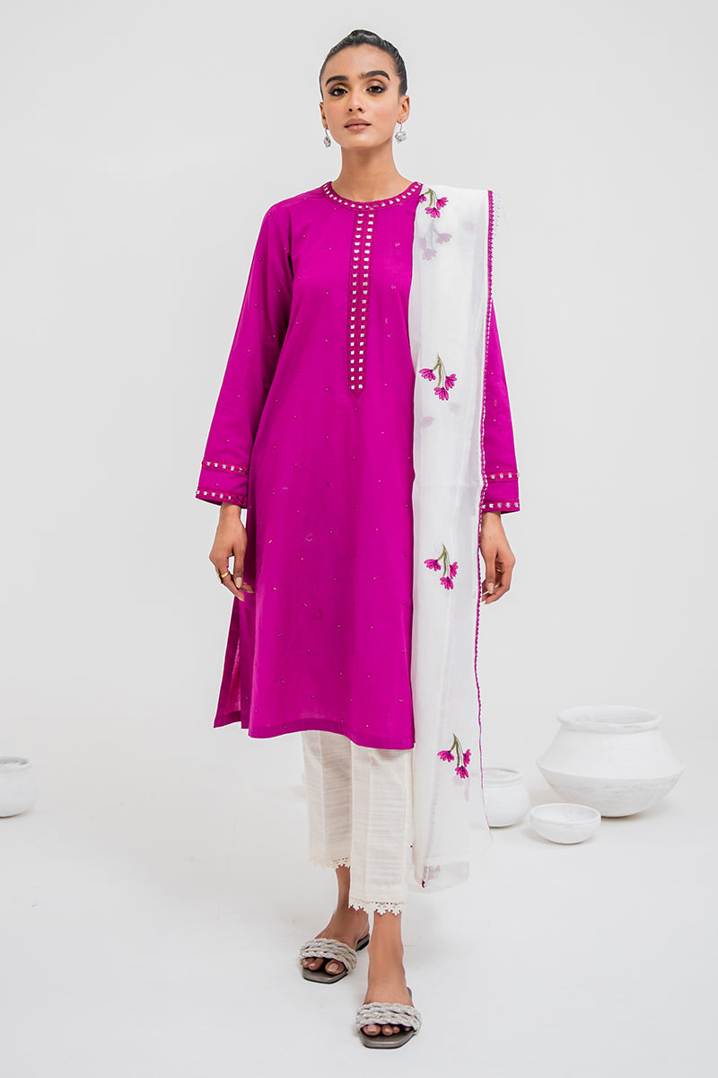 MAGENTA BLOOM 2-Piece Set (Shirt & Dupatta) - Elegant Indian Ethnic Wear for Women, Perfect for Weddings, Festivals & Special Occasions
