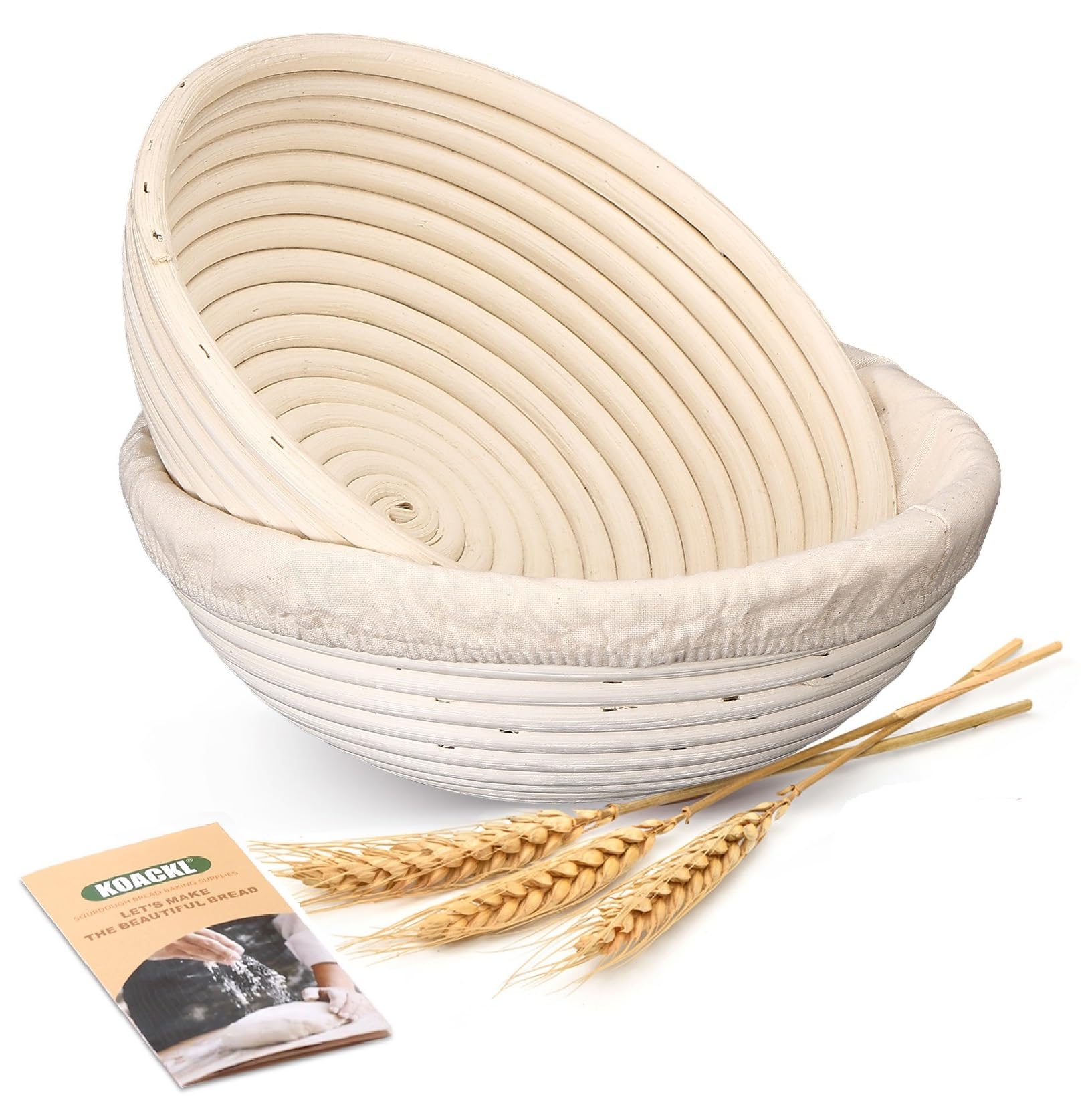 Premium Sourdough Bread Banneton Basket 2-Pack with Linen Liners - 8.5 Inch Round Brotform Proofing Basket for Artisan Bread Baking | Perfect for Homemade Sourdough, Baguettes & Rustic Loaves (Bakery Supplies)