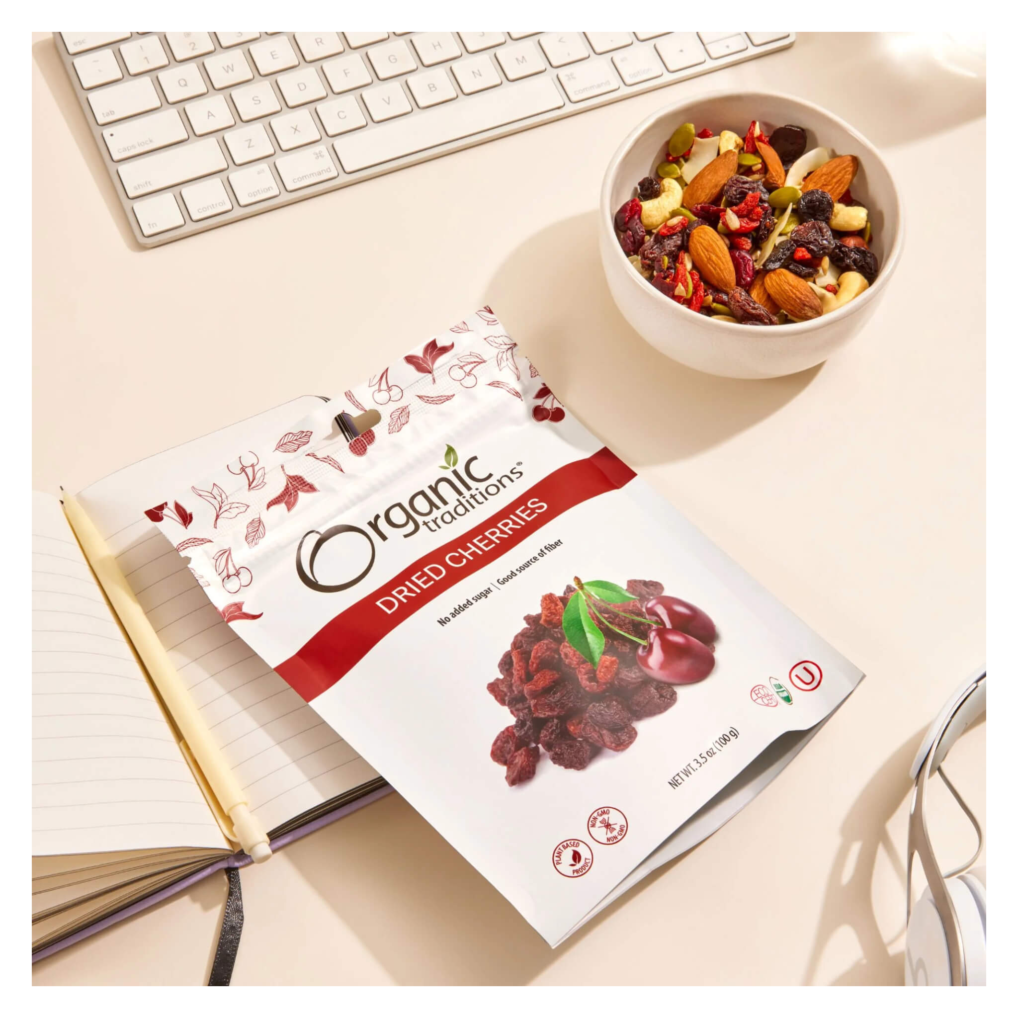 Organic Dried Cherries 100g - Sweet & Tart Snack for Baking, Trail Mix & Healthy Eating