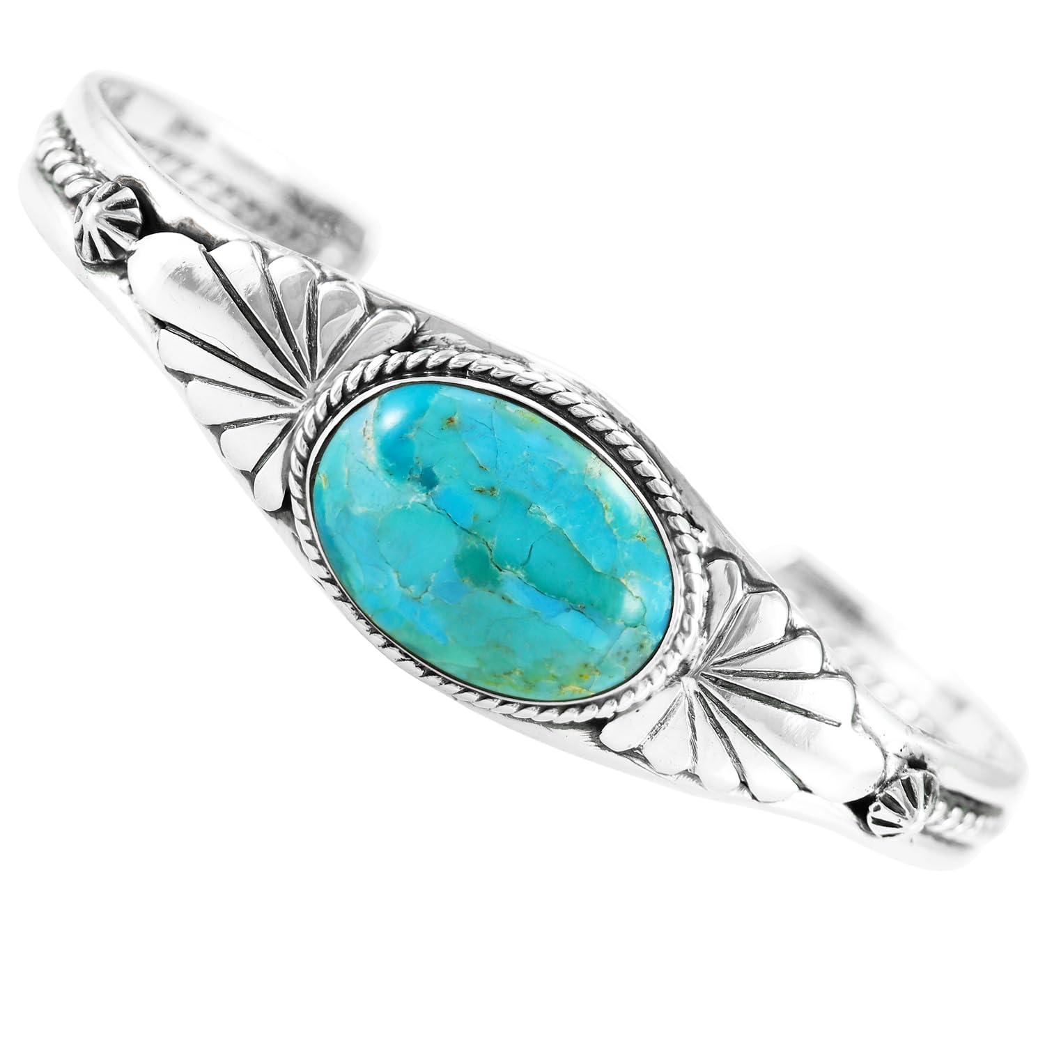 925 Sterling Silver Genuine Turquoise Bracelet for Women - Handmade Boho Jewelry Gift for Birthday, Anniversary & Everyday Wear