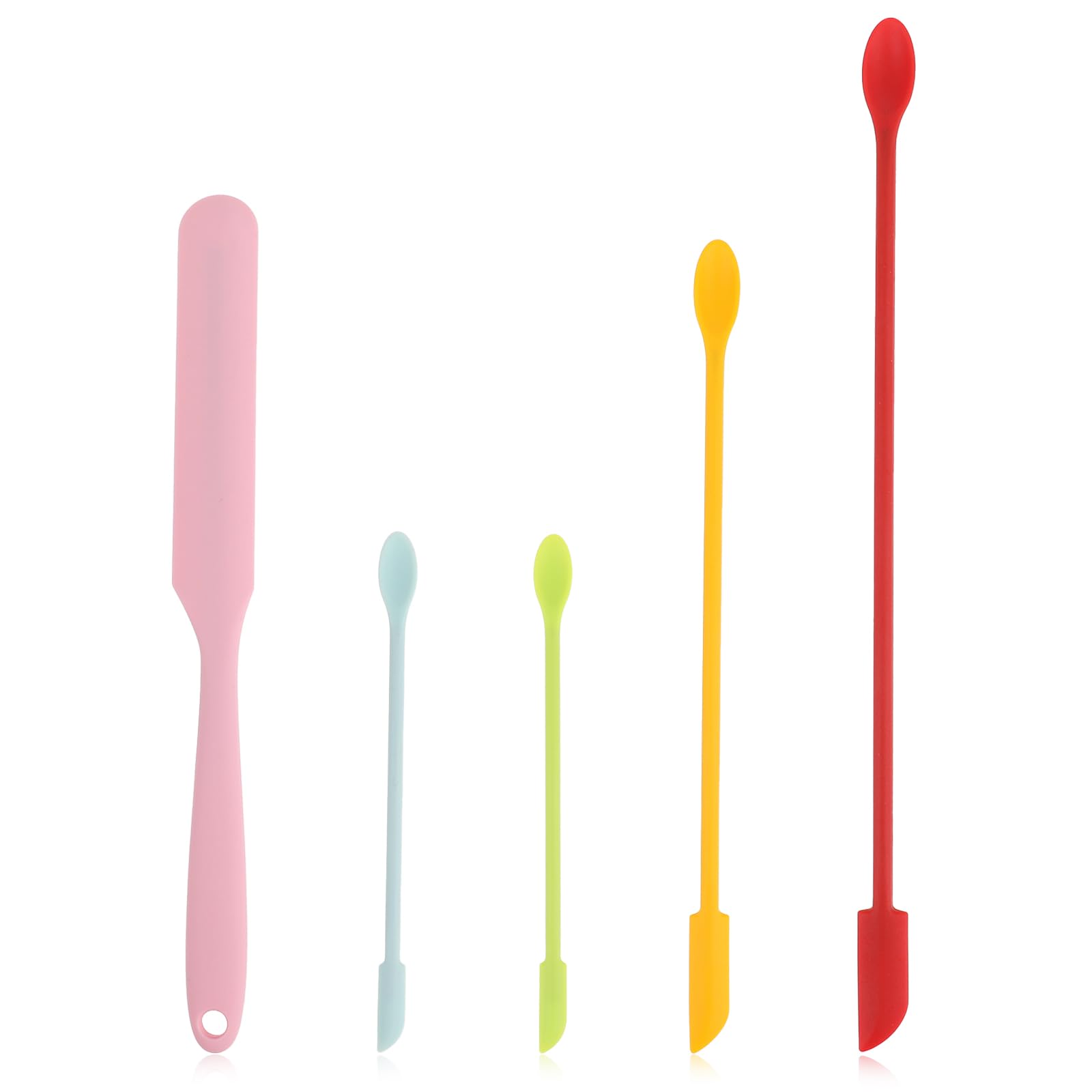 5-Piece Silicone Beauty Spatula Set - Reusable Multicolor Makeup Spatulas for Cosmetics, Lotion & Facial Care - Perfect for Kitchens, Bottles & DIY Beauty Products - Durable Rubber Stir Sticks for Easy Application