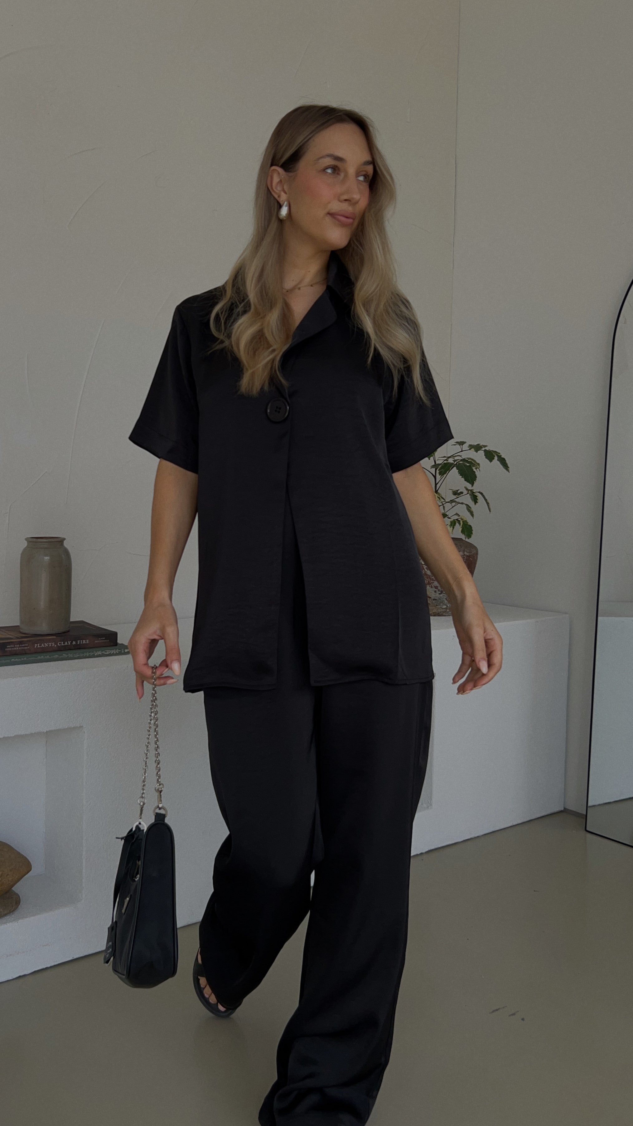 Imogen Button Pants for Women - High Waisted Black Trousers with Front Buttons | Casual Office Pants & Chic Streetwear Outfits