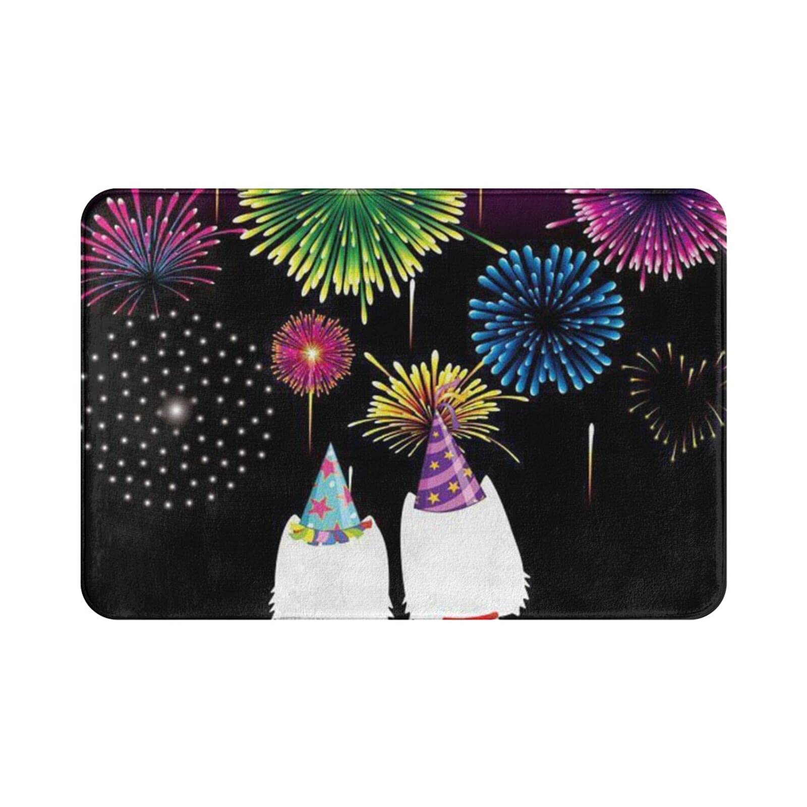 Happy New Year Bath Mat - Non-Slip Polyester Bathroom Rug for Indoor/Outdoor Use - 15.7x23.5 Inch Holiday Doormat - Perfect for Front Door, Kitchen, Laundry Room & Guest Bathroom Decor