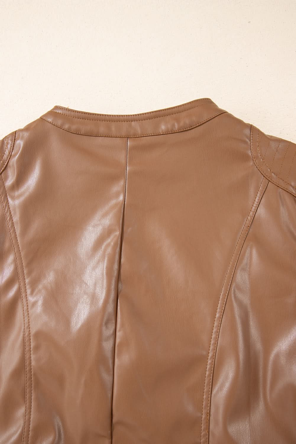 Stylish Chestnut Faux Leather Bomber Jacket for Women - Trendy Vegan Leather Outerwear for Fall & Winter Fashion | Perfect for Casual Outings, Date Nights & Travel