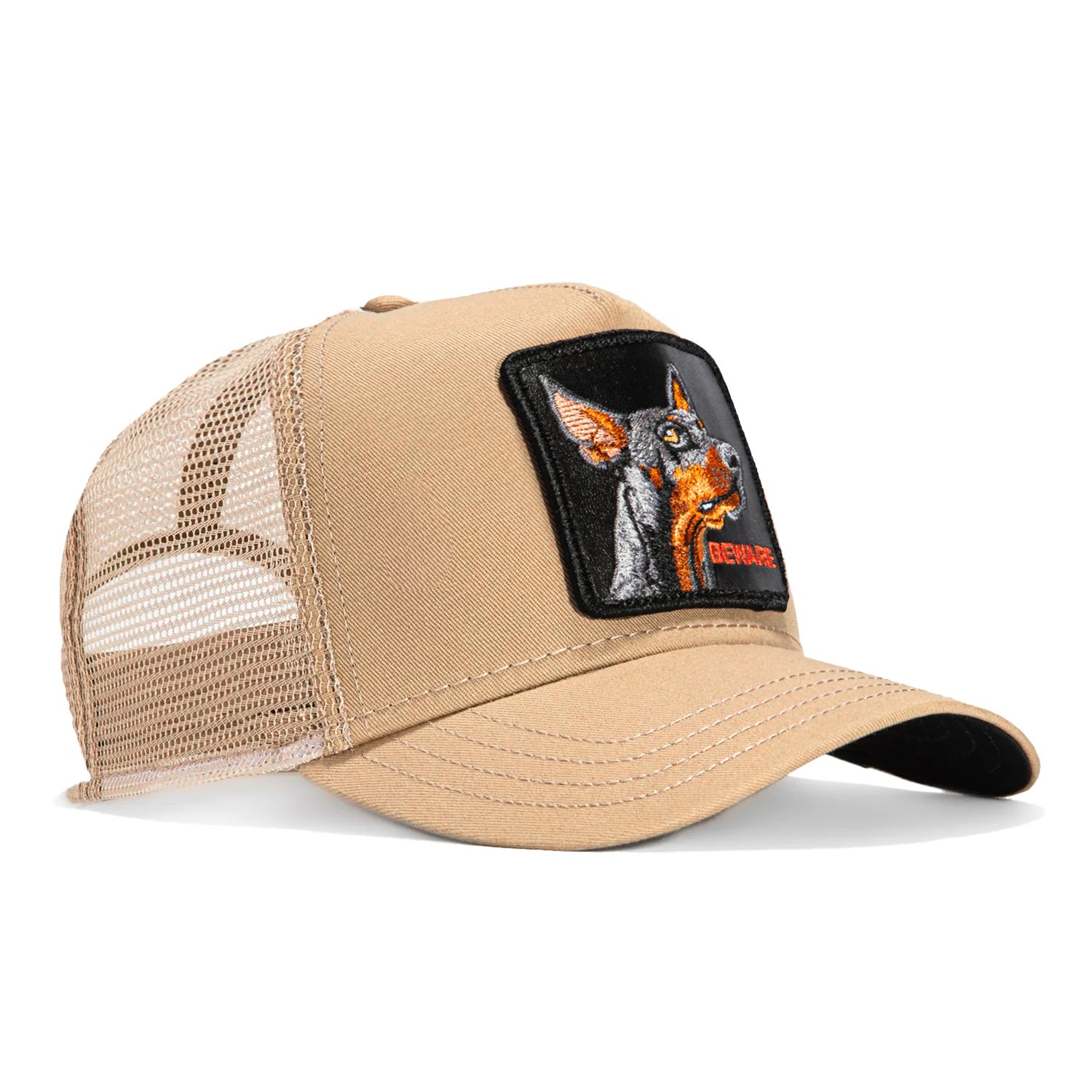Goorin Bros The Doberman Beware Adjustable Trucker Snapback Hat for Men & Women - Tan Baseball Cap for Outdoor Activities, Sports & Casual Wear