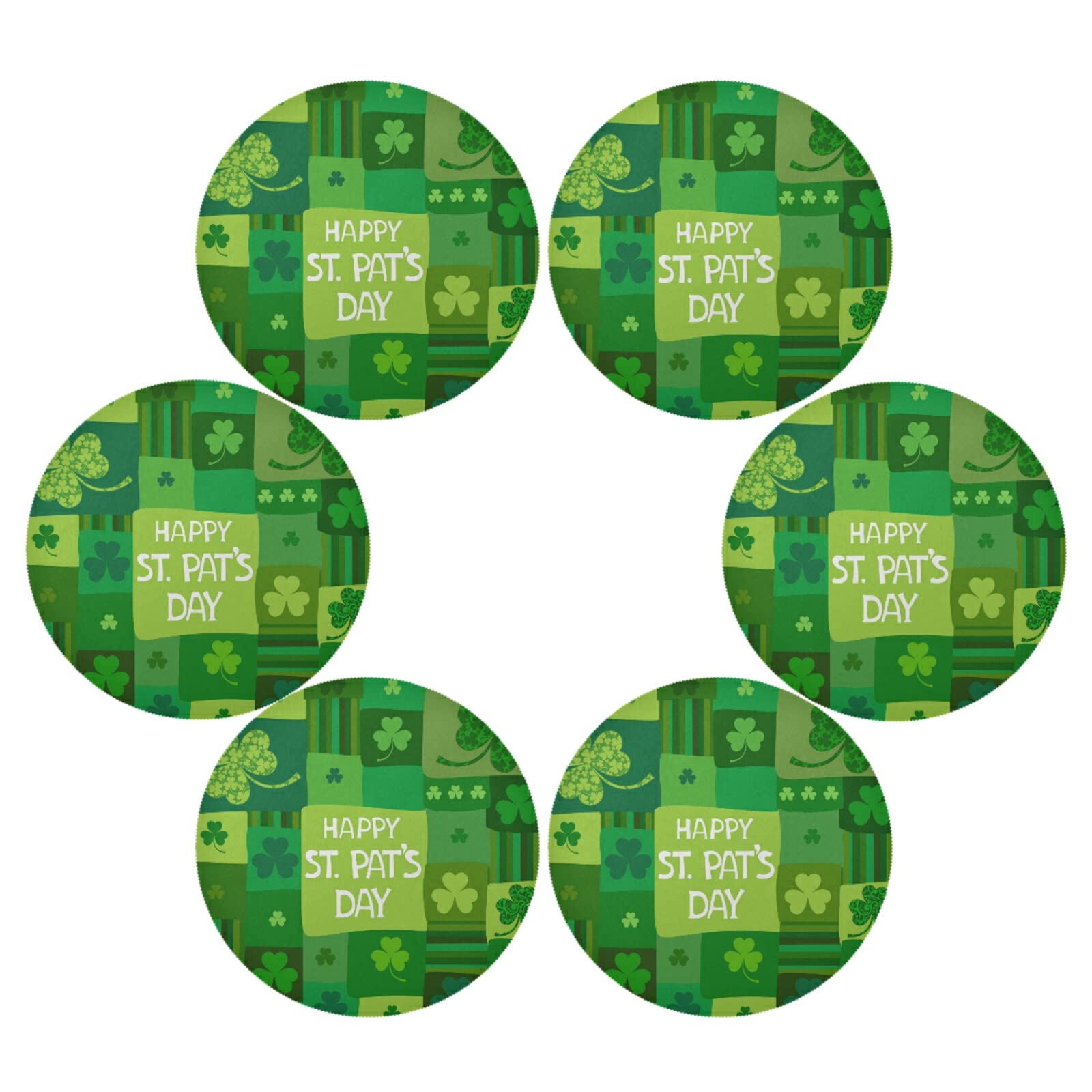4 Pack St. Patrick's Day Shamrock Floral Clover Placemats - Heat-Resistant & Washable Kitchen Dining Table Mats for Irish Themed Parties, Home Decor, and Holiday Celebrations