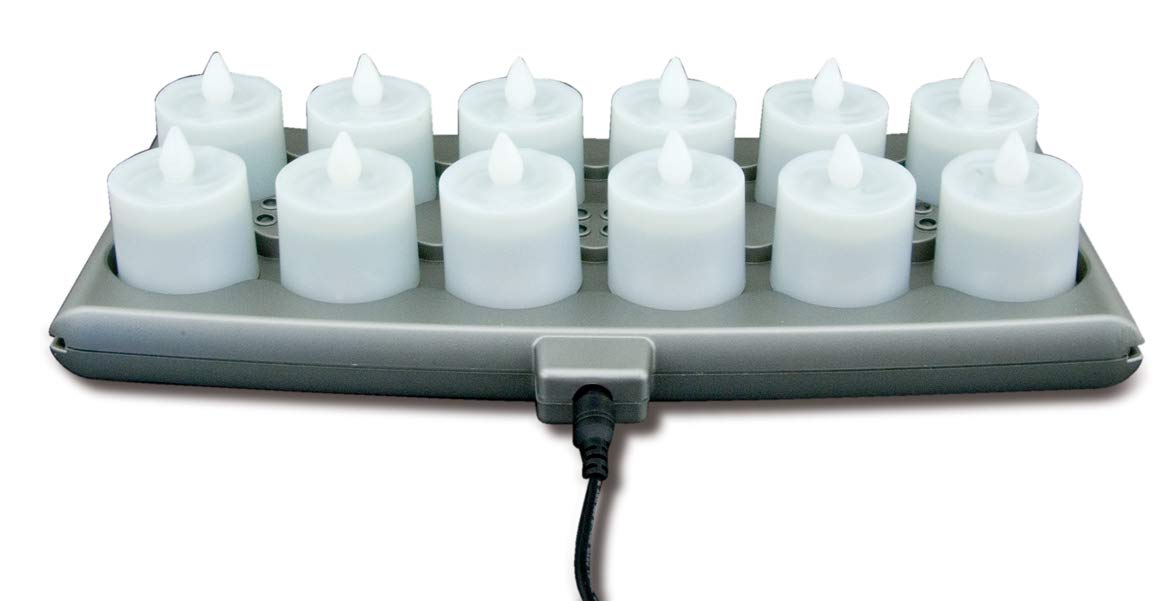 Hollowick® Platinum+™ Flameless Rechargeable LED Candle Set - 12 Realistic Battery Operated Candles with Charging Tray & Power Supply - Perfect for Weddings, Home Decor, and Romantic Ambiance
