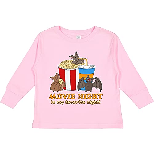 Movie Night is My Favorite Night Bats with Toddler Long Sleeve T-Shirt - Cute Family Matching Pajamas for Cozy Movie Nights at Home