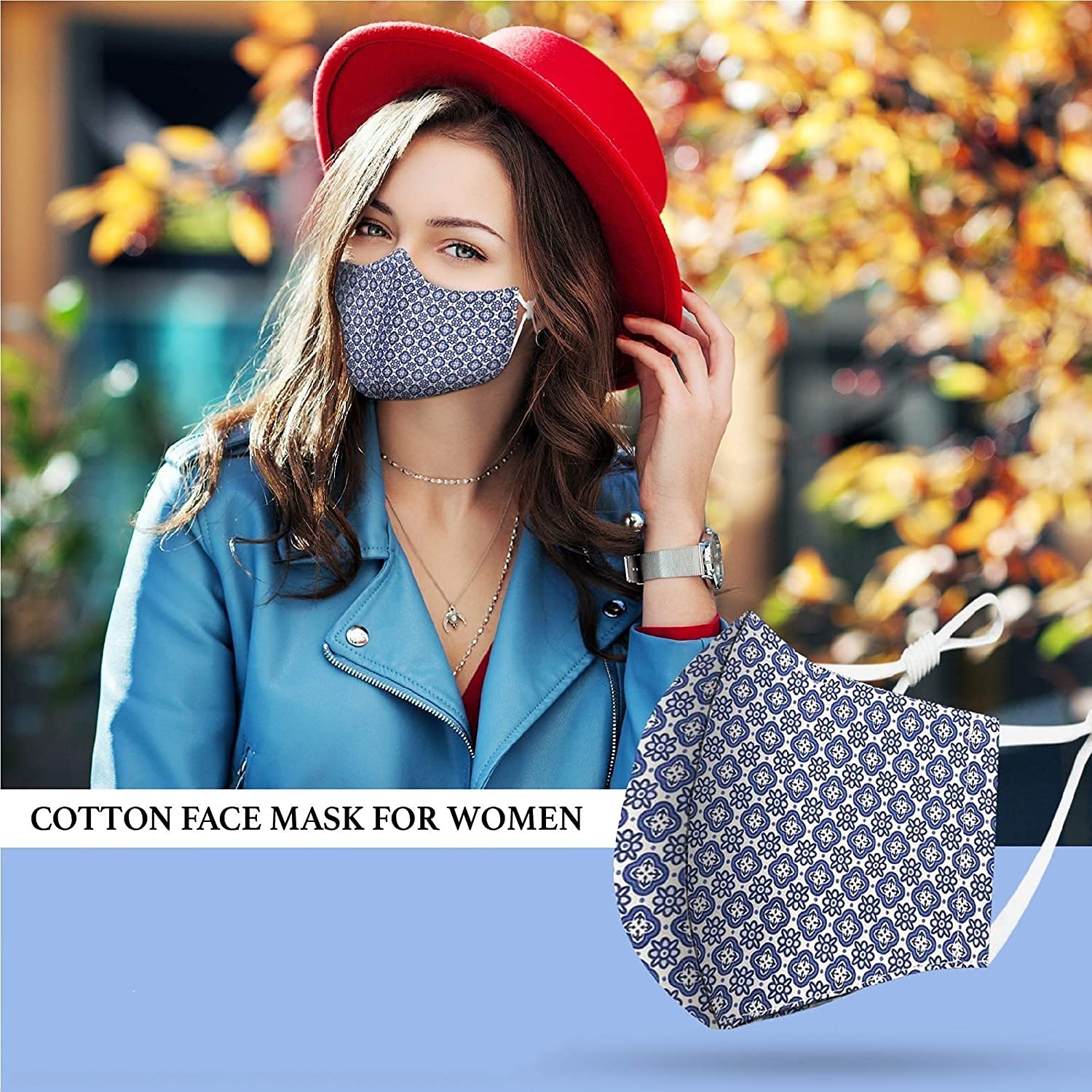 MAPLE Cotton Face Mask 5 Pack - Handmade Washable Reusable 3-Layer Cloth Masks with Adjustable Ear Loops for Women & Men | Dots Pattern | Made in India | Perfect for Daily Use, Travel, and Outdoor Activities