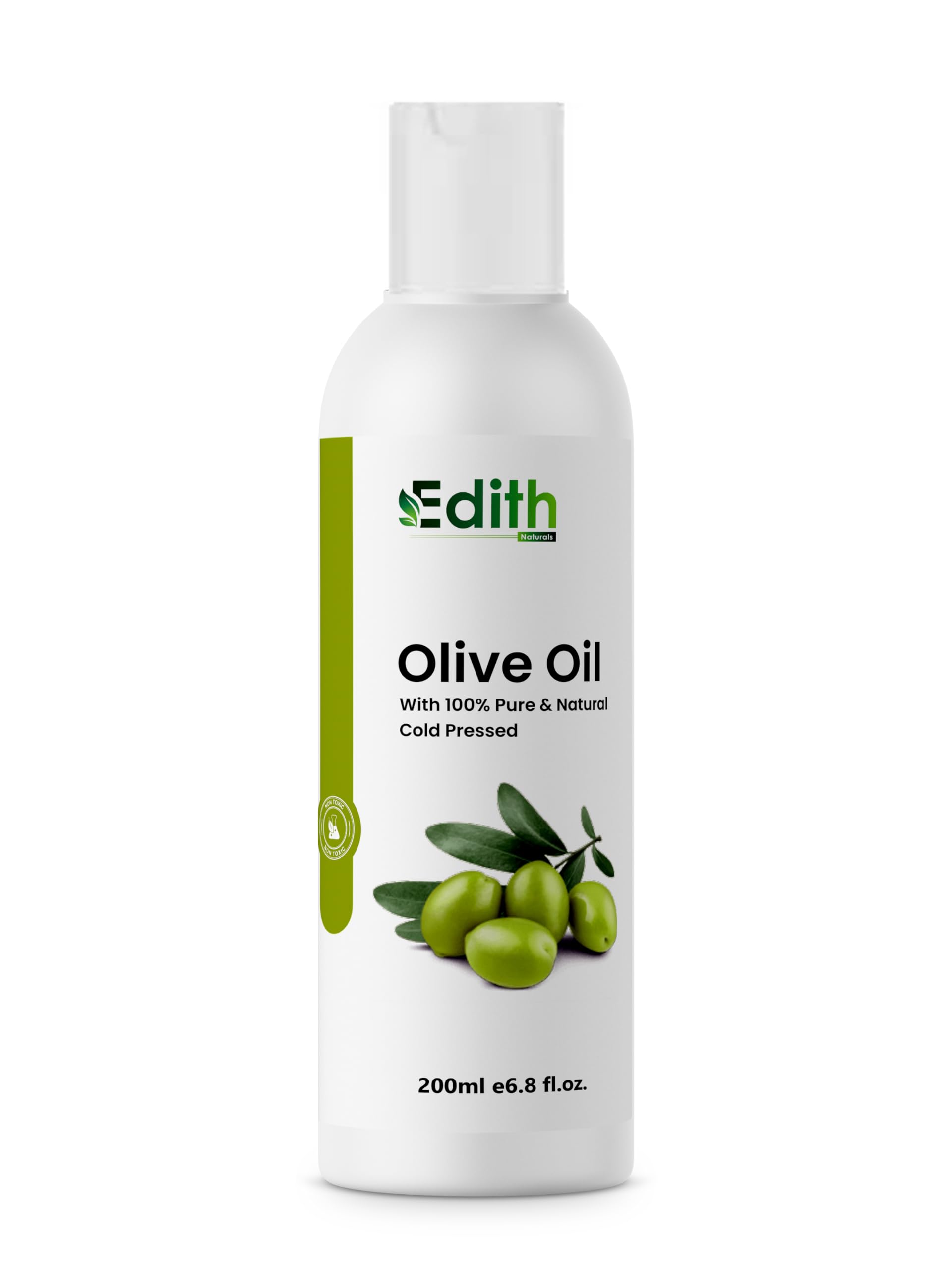 100% Pure Cold Pressed Olive Oil for Hair & Skin Care - 200ml | Natural Moisturizer for Men & Women | Perfect for Massage, DIY Beauty & Cooking