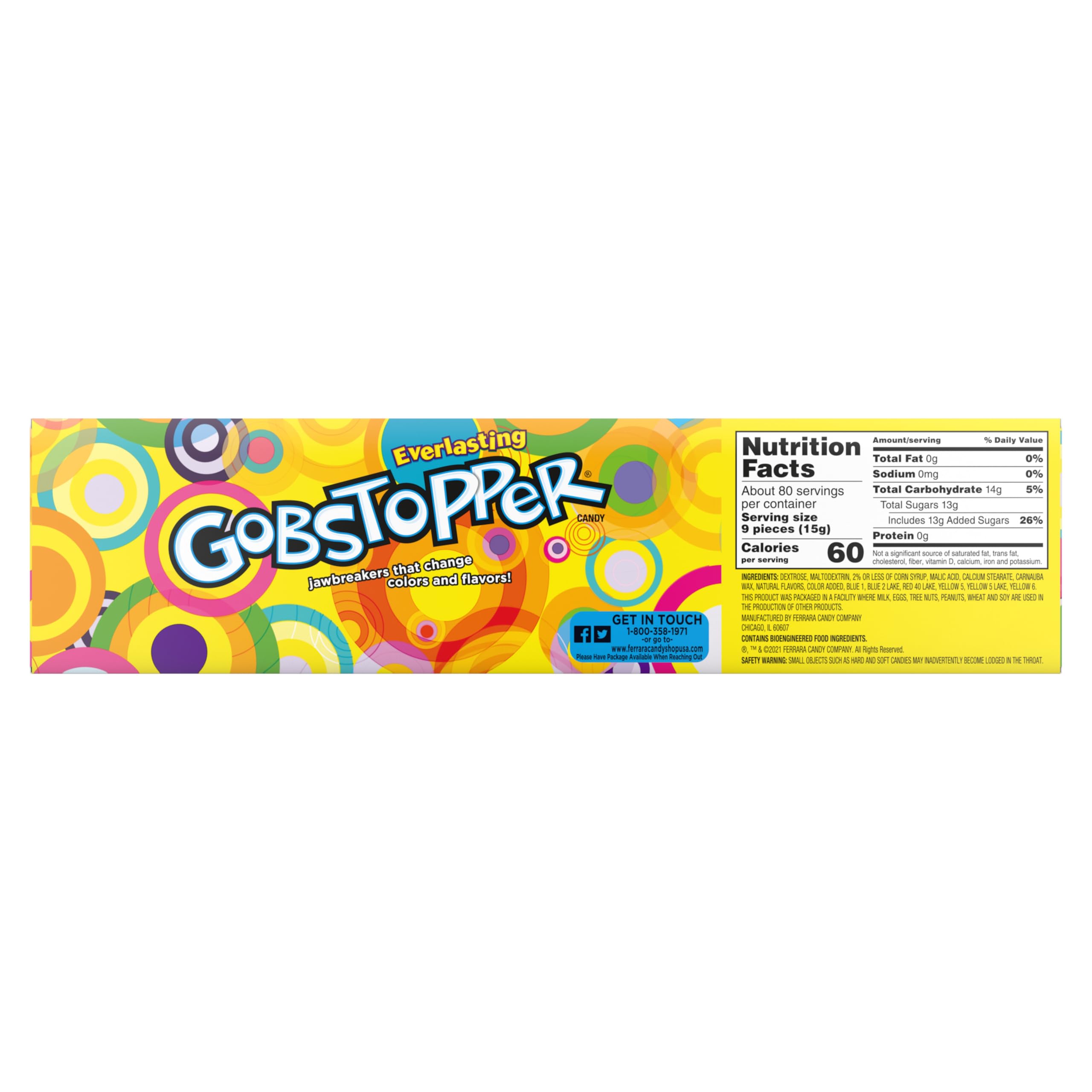 Wonka Everlasting Gobstopper Jawbreaker Candy - 1.77 oz (24 Count) | Fun Party Favors, Halloween Treats & Movie Night Snacks