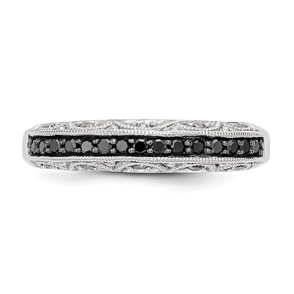 Exquisite 925 Sterling Silver Black & White Diamond Ring (0.3ct) - Elegant Wedding Band, Anniversary Gift & Everyday Luxury Jewelry for Women