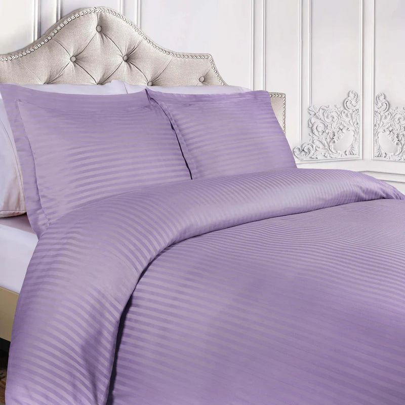 Premium Egyptian Cotton 300 Thread Count Striped Duvet Cover Set - King Size Bedding with Pillowcases | Soft & Breathable Luxury Bed Sheets for Hotel-Style Comfort in Master Bedroom
