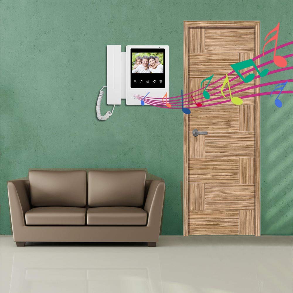4.3 Inch Touch Screen Video Door Phone System - Wired Video Intercom Doorbell Kit with IR Night Vision Camera & 2 Telephone Style Doorphones | Home Security & Smart Access Control for Apartments, Villas, and Gated Communities