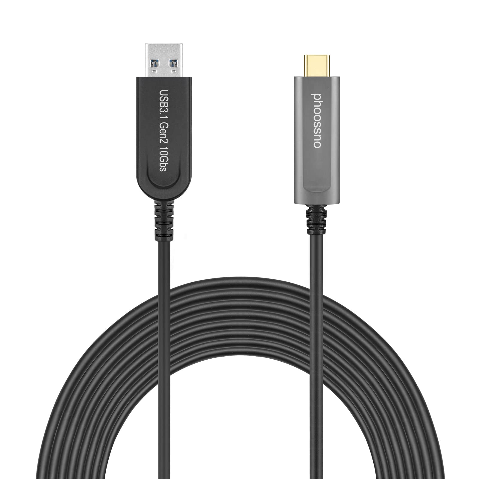 High-Speed USB A to C Fiber Optic Extension Cable 10Gbps 33FT - USB 3.1 Gen2 Compatible with Microsoft Azure, Logitech Camera, Aver, Vaddio, Barco ClickShare - Perfect for Conference Rooms, Live Streaming & Professional AV Setups