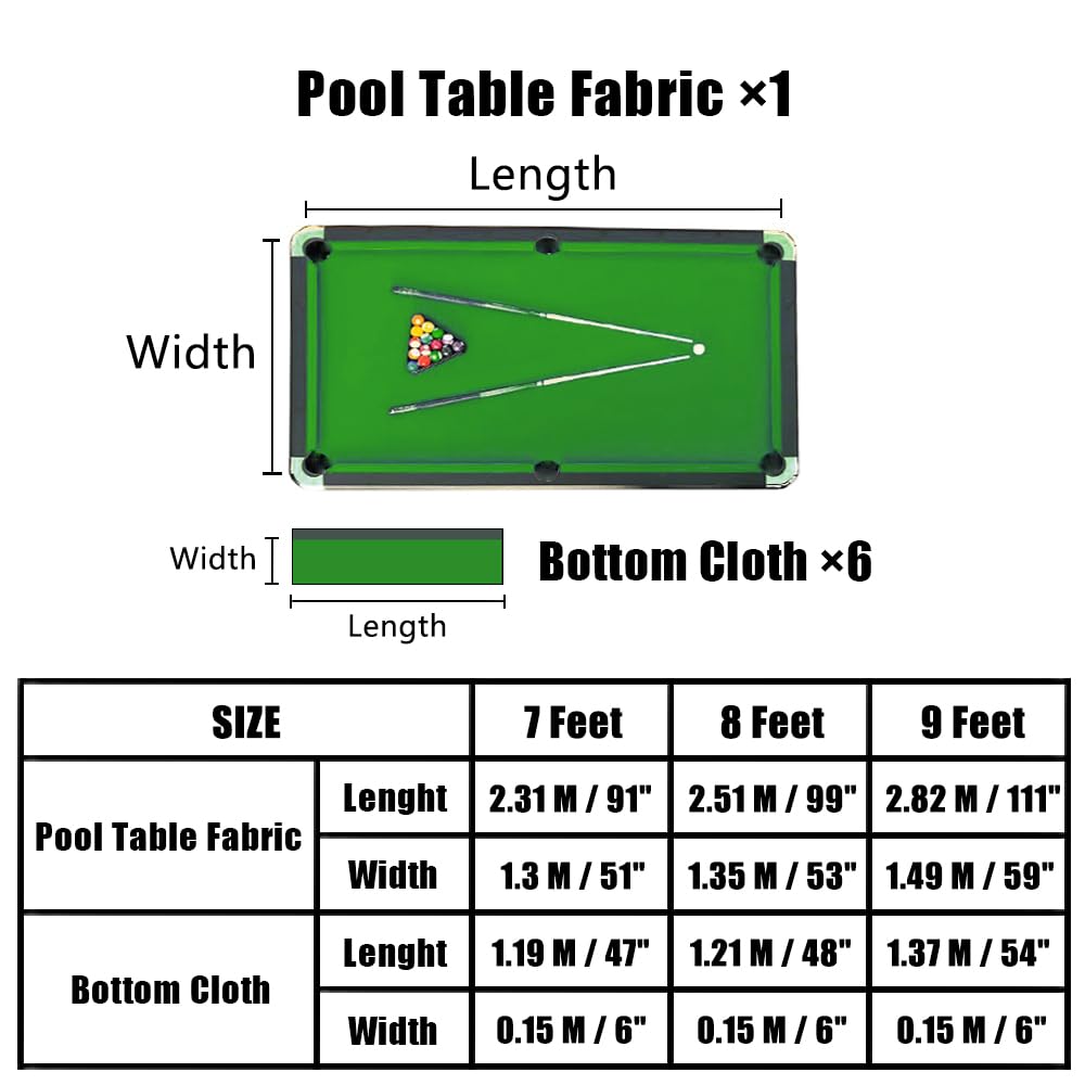 Premium Green Wool Billiard Cloth - Professional Pool Table Felt for 6, 7, 8 & 9 Foot Tables - Perfect for Home Game Rooms, Bars & Tournament Play