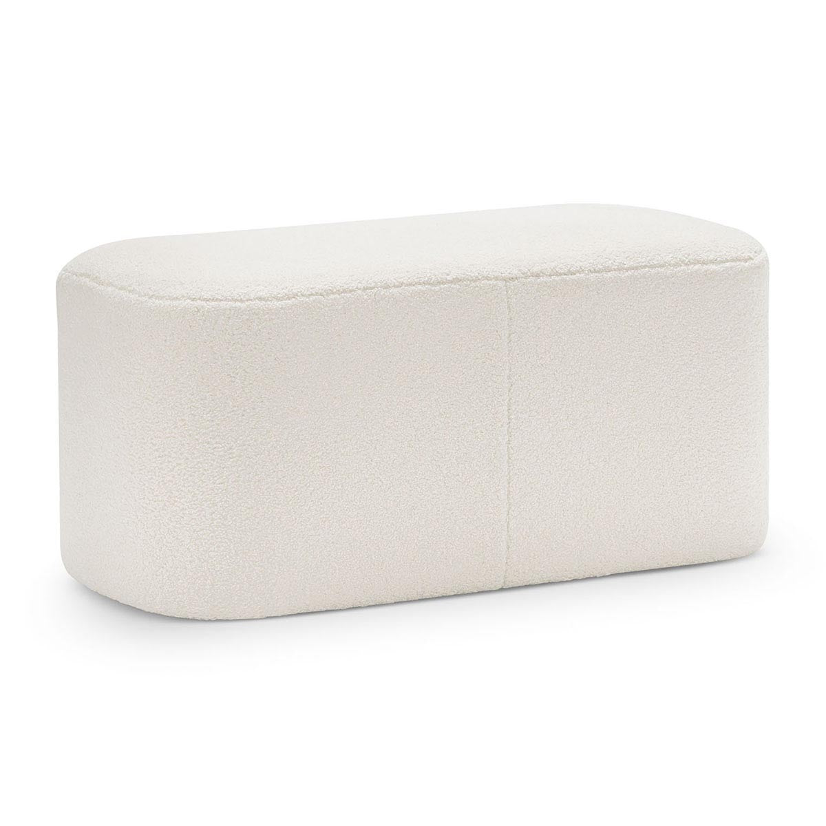 Ayla Boucle Rectangle Ottoman - Modern Upholstered Storage Bench for Living Room, Bedroom & Entryway - Soft Velvet Fabric with Sturdy Wooden Legs - Perfect for Extra Seating & Home Decor