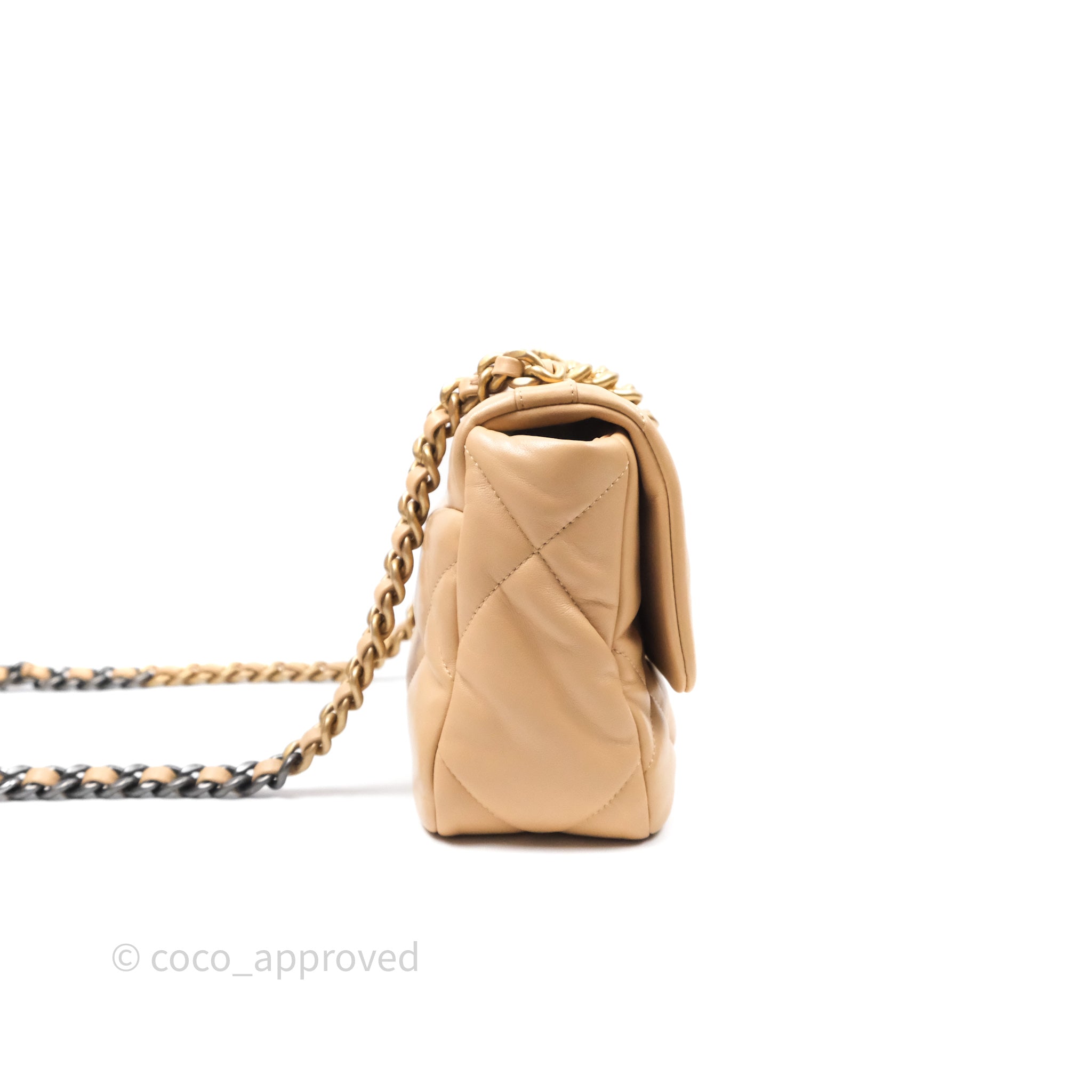 Chanel 19 Small Beige Handbag with Mixed Hardware - Luxury Crossbody Bag for Women, Perfect for Daily Use & Special Occasions