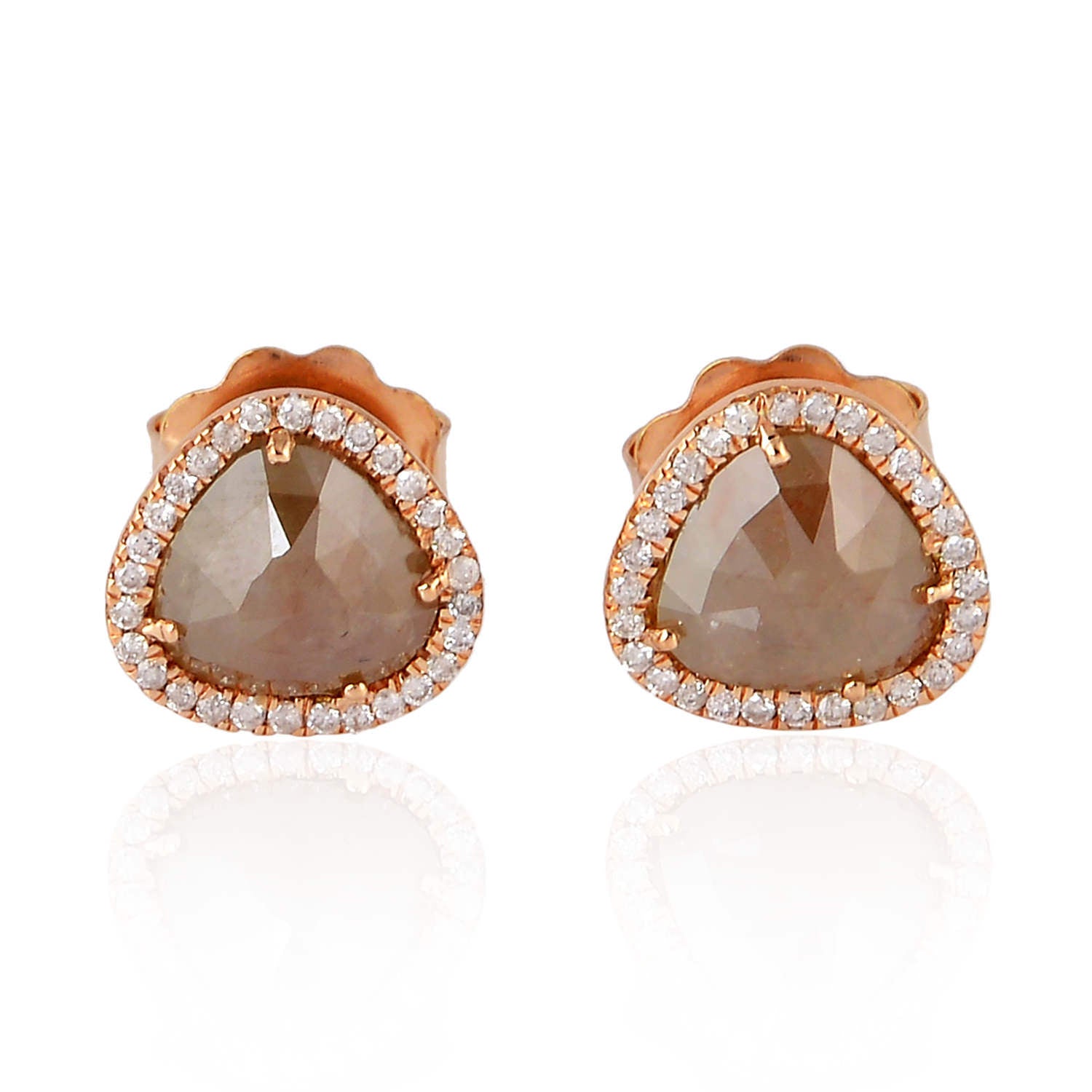 18K Rose Gold Triangle Ice Diamond Stud Earrings for Women - Elegant & Hypoallergenic Jewelry for Parties, Weddings & Everyday Wear