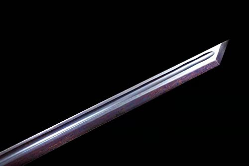 Authentic Chinese Wushu Sword - Sharp Purple Damascus Steel Kung Fu Saber | Battle Ready Martial Arts Weapon for Training, Performance & Collection