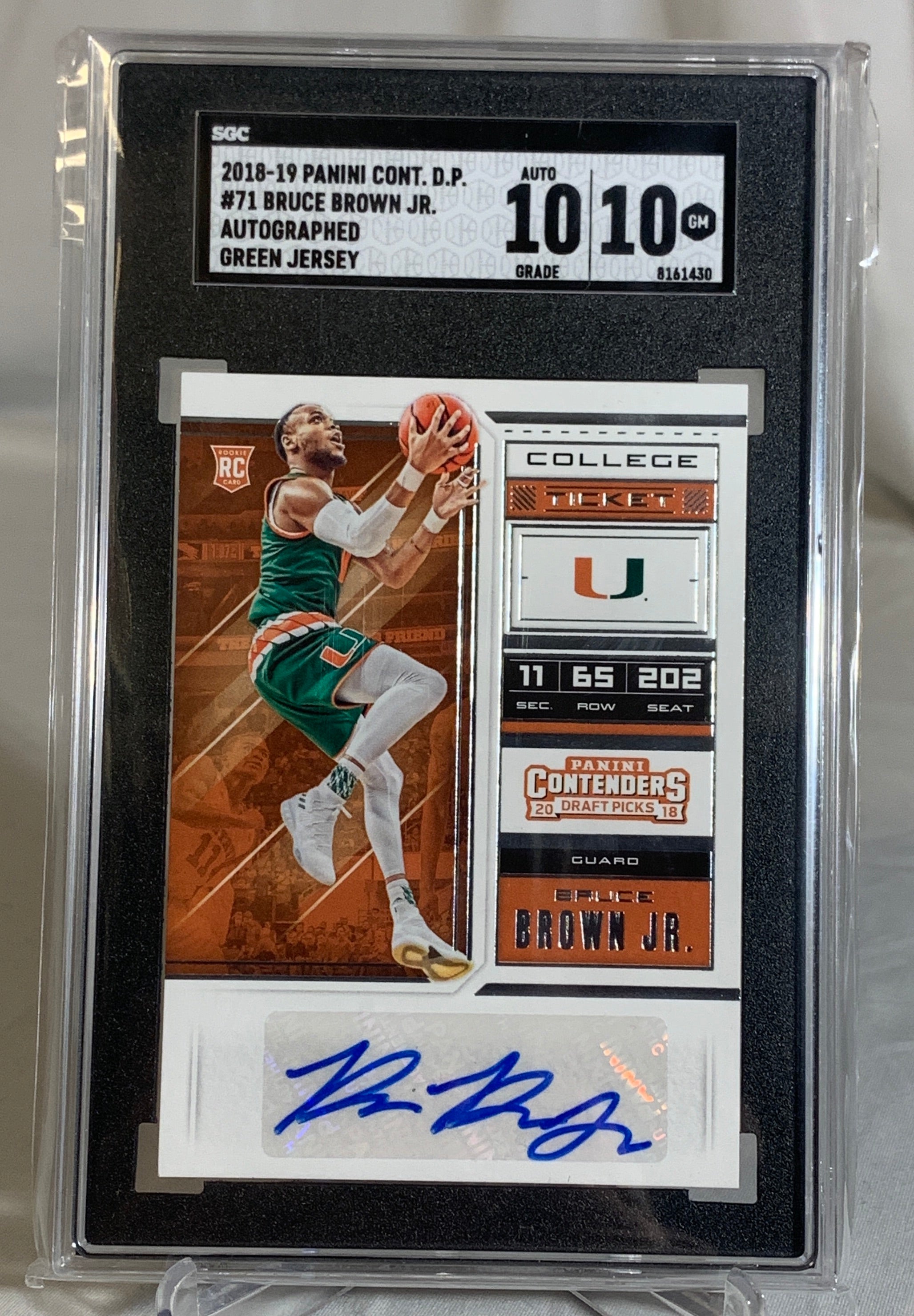 2018-2019 Panini Bruce Brown Contenders Rookie Auto #71 SGC 10 GEM MINT Basketball Card - Perfect for NBA Collectors & Sports Memorabilia Enthusiasts
