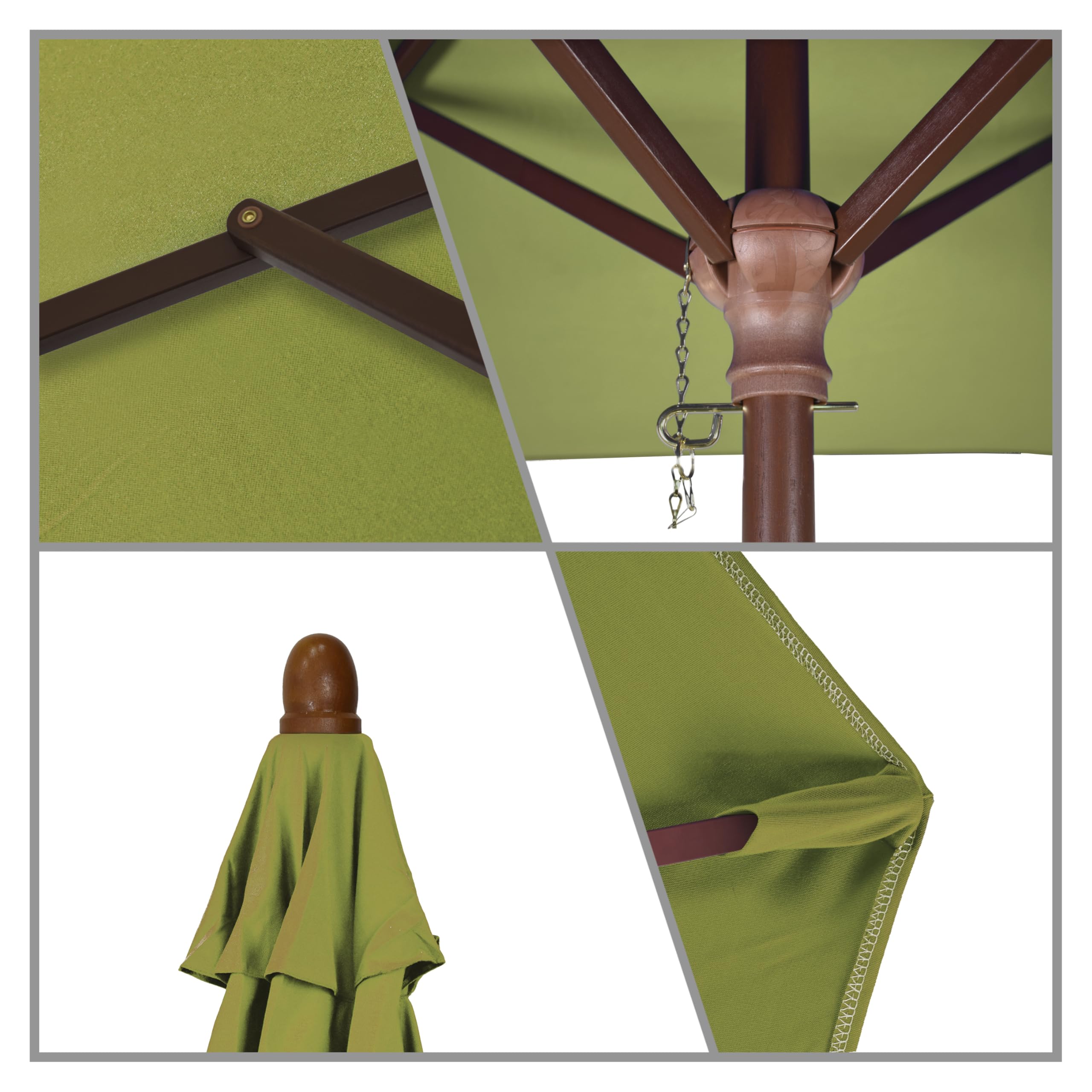 California Umbrella 6' Square Wooden Market Umbrella with Push Open Pin Stop - Sunbrella Macaw Fabric - Perfect for Patio, Garden, and Outdoor Dining Areas