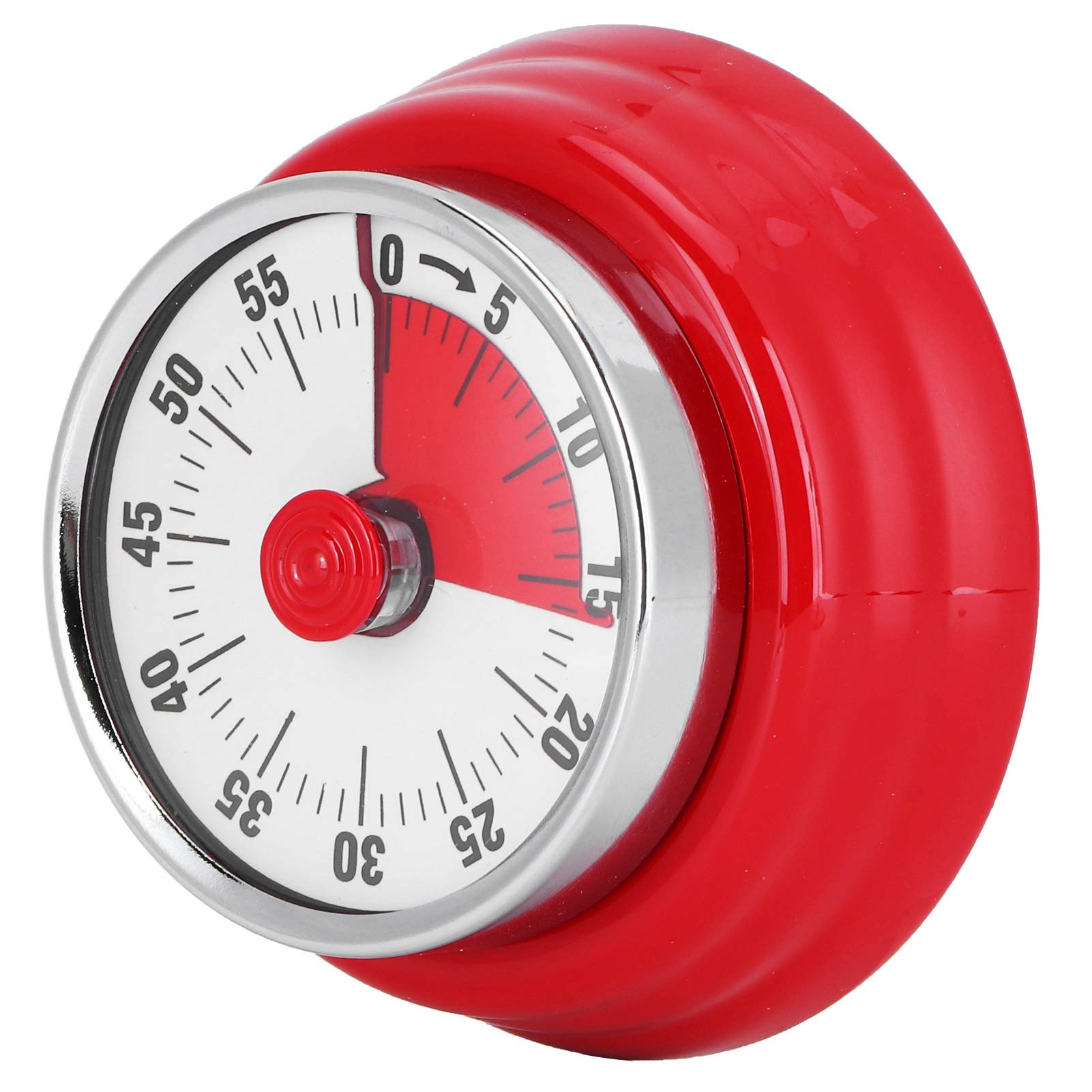 Magnetic Kitchen Timer - Round Mechanical Alarm for Cooking & Baking (Red) - Perfect for Time Management