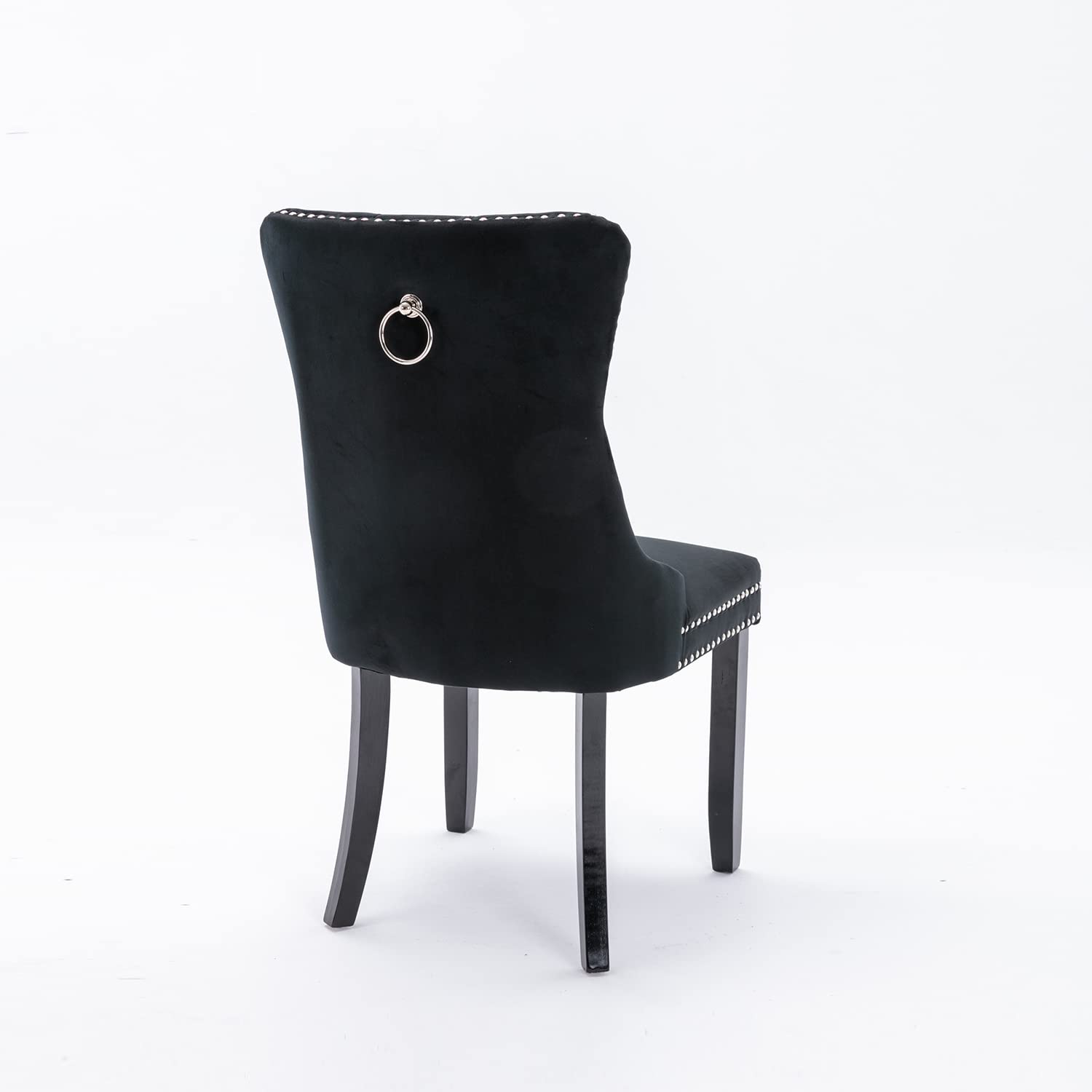 4 Pack Tufted Velvet Dining Chairs with Button Back & Nailhead Trim - Upholstered Kitchen, Bedroom & Restaurant Chairs (Black) - Perfect for Home Dining, Office Breakroom & Cafe Seating
