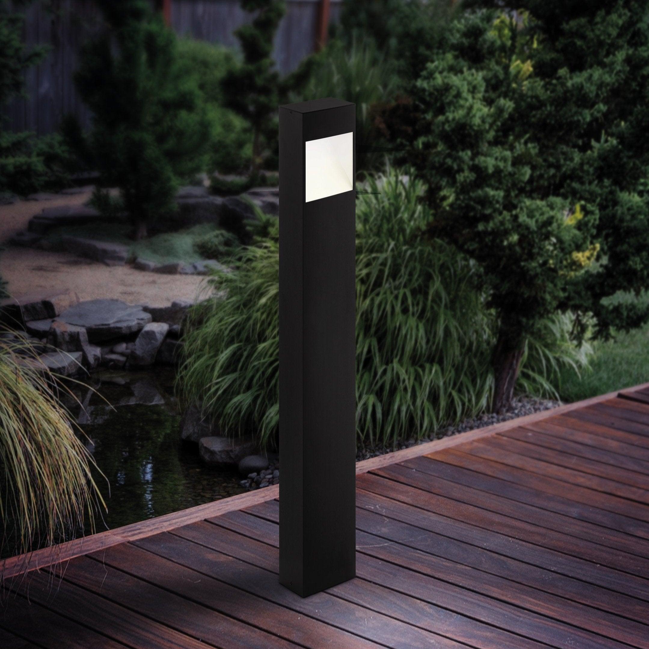 Eglo Manfria IP44 Grey Rectangular Outdoor Bollard Light - Waterproof LED Landscape Lighting for Garden, Pathway, Driveway, and Patio Illumination