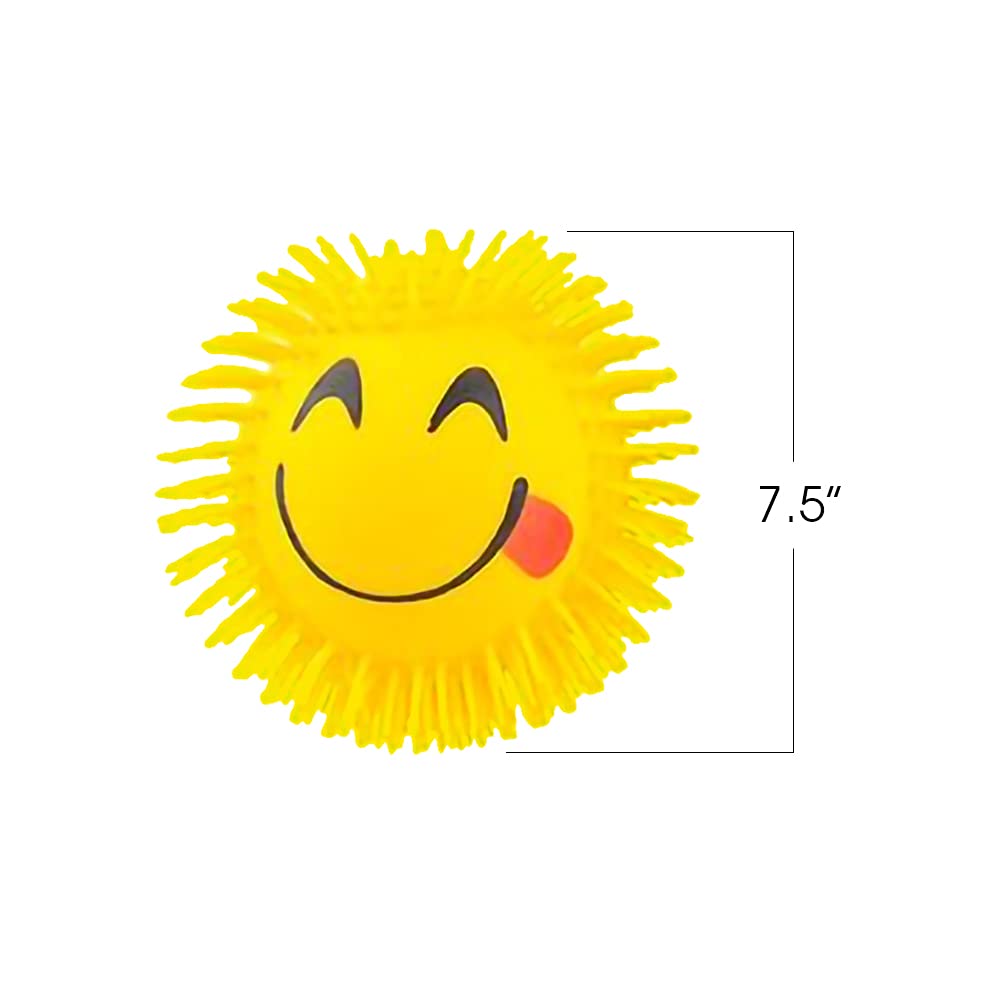 ArtCreativity Emoticon Puffer Ball Stress Relief Toy - Set of 2 Stretchy Rubber Fidget Toys for Kids & Adults - 7.5 Inch Sensory Play Anxiety Relief with Hanging Loop - Perfect for Office, Classroom & Home Use