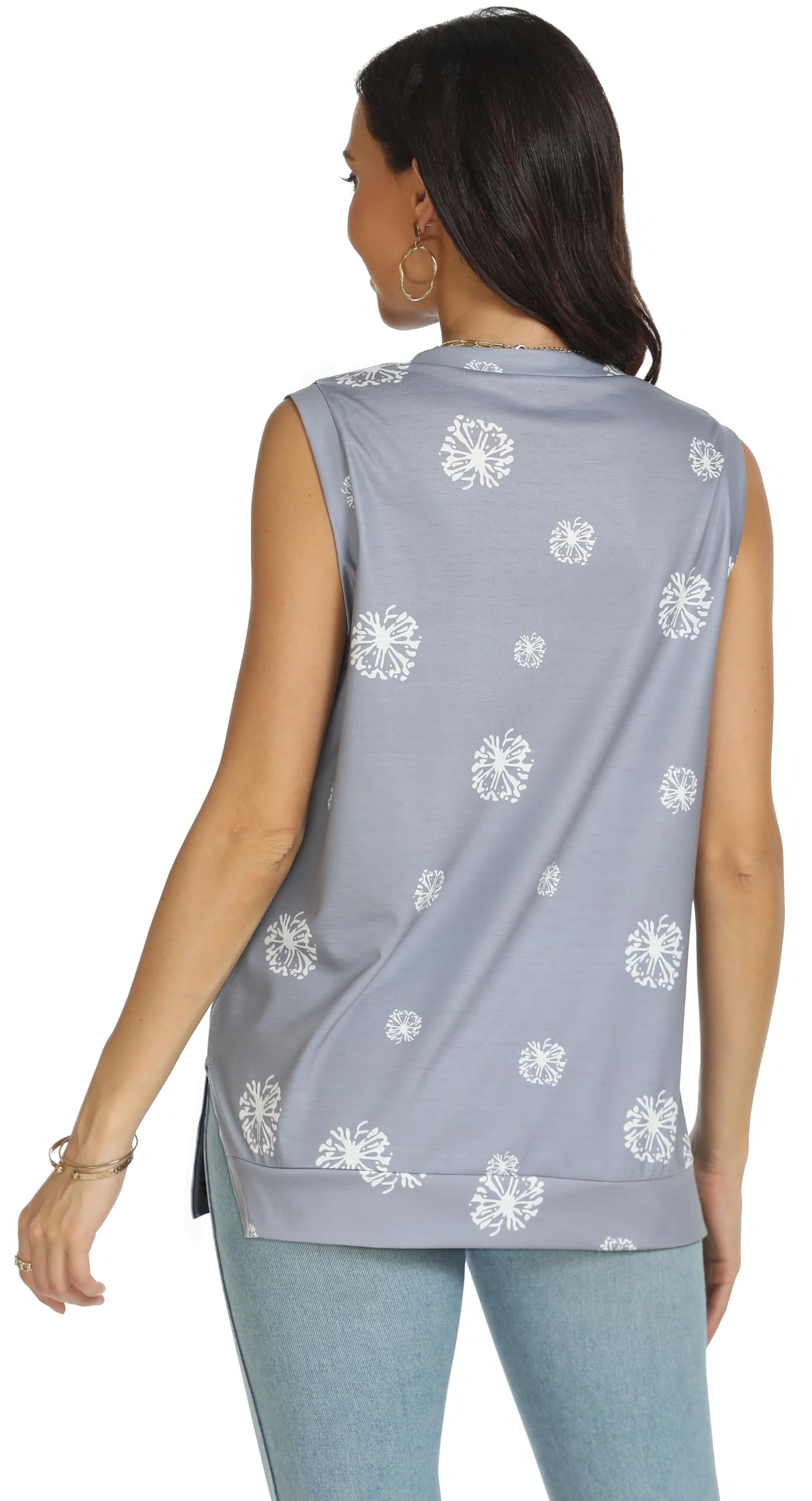 Rosemia Women's Summer Tank Tops - Casual Crewneck Sleeveless Blouse, Flowy Loose Fit Shirt for Beach, Vacation & Everyday Wear