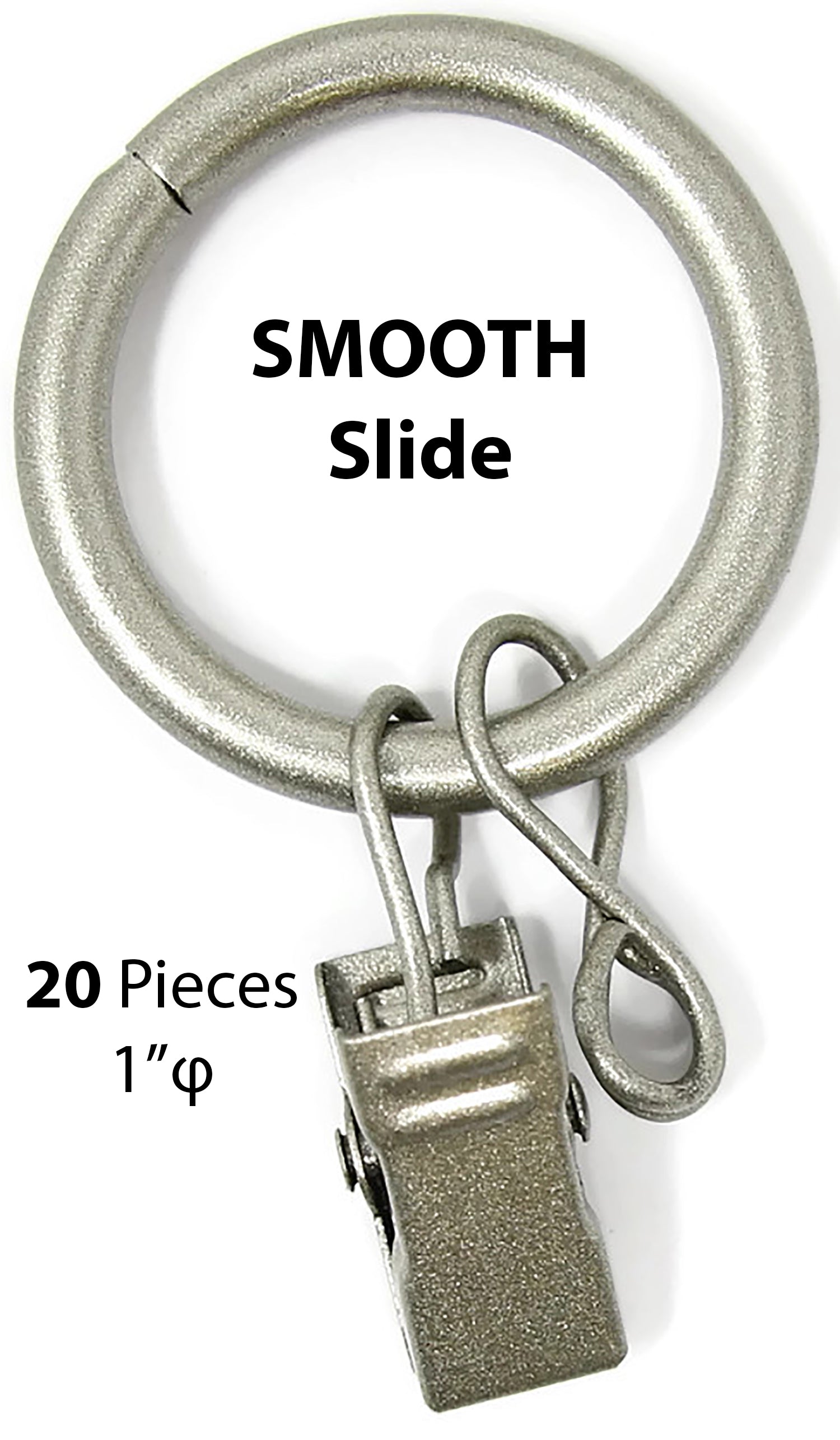 1 Inch Metal Curtain Rings with Clips & Eyelets - 7 Finishes (Silver, Gold, Bronze) for Drapes, Sheers & Valances - Home & Office Window Decor