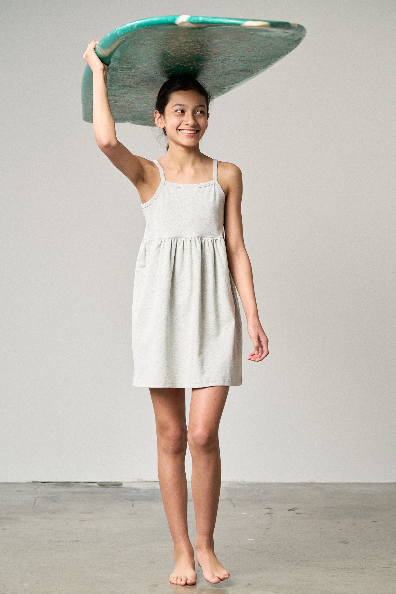 Women's Light Heather Grey Jersey Tank Dress - Casual Summer Wear for Beach, Outings & Everyday Comfort