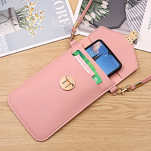 Samsung Galaxy A11 Wallet Case with Credit Card Holder & Strap - Crossbody Leather Phone Purse for Women & Girls - Touch Screen Compatible - Perfect for Shopping, Travel & Daily Use (Pink)