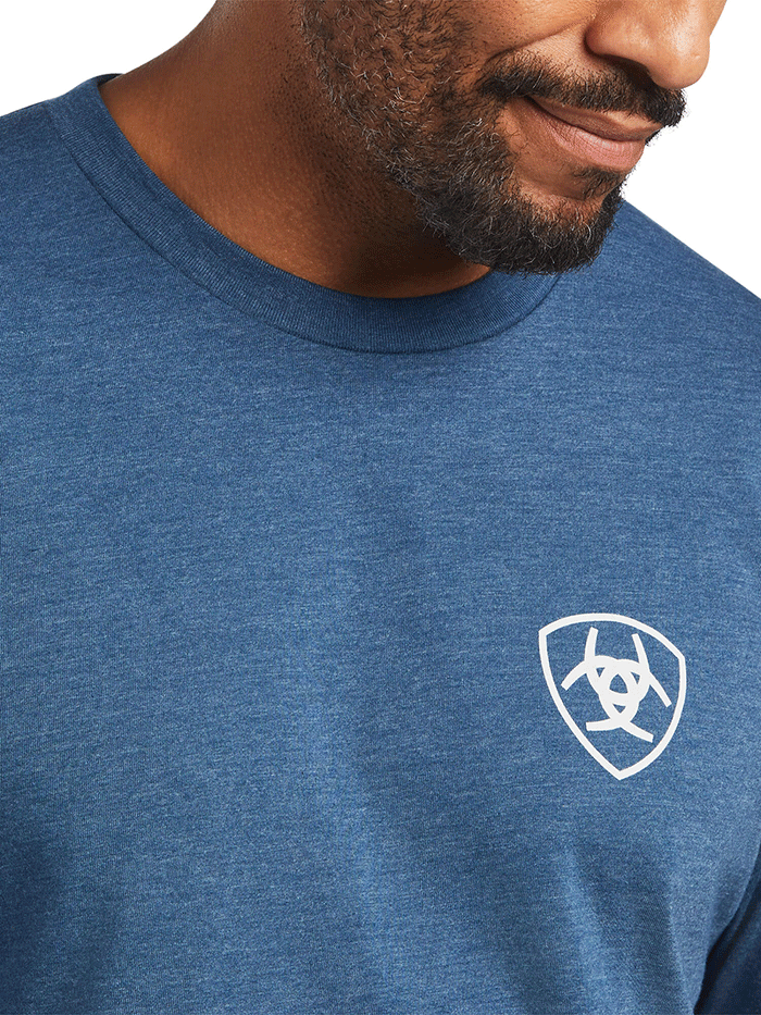Ariat Men's Rope Shield T-Shirt - Sailor Blue Heather | Comfortable Cotton Tee for Work, Outdoor & Casual Wear