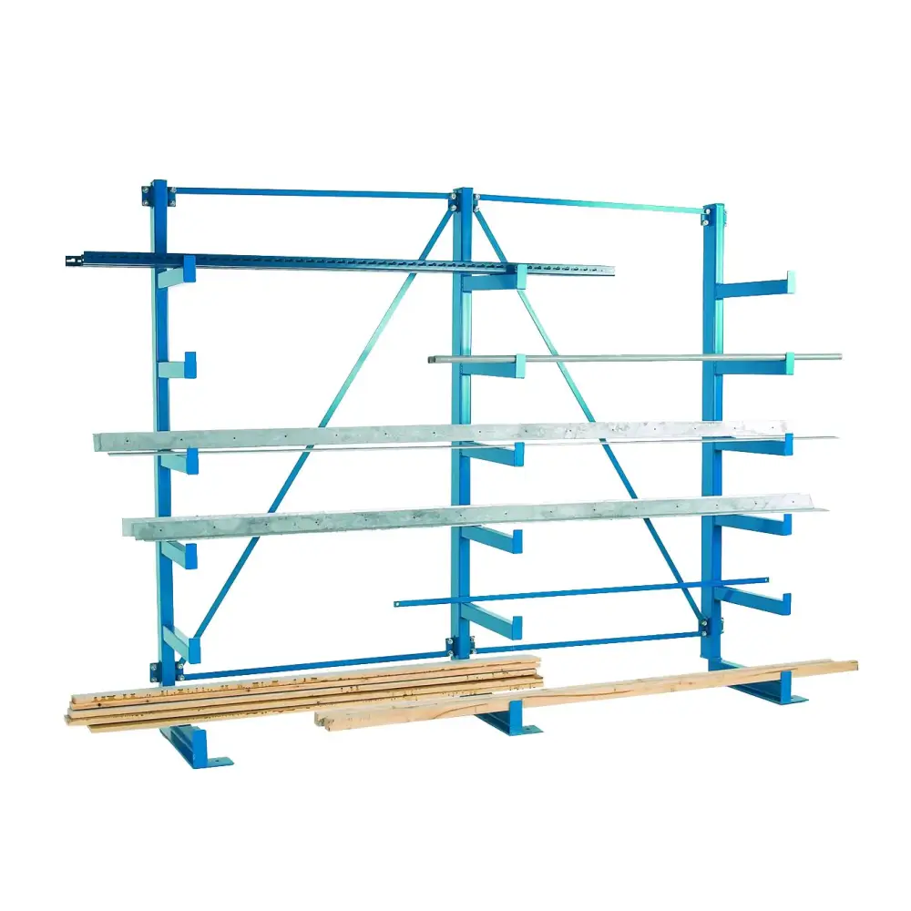 Heavy Duty Cantilever Racking System with Parallel Arms - Industrial Warehouse Storage Solution for Long Materials, Pipes & Lumber - Perfect for Construction Sites, Manufacturing Plants & Warehouses