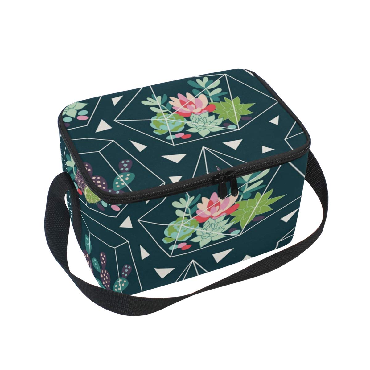 Insulated Lunch Box for Adults - Cactus Geometric Design Reusable Cooler Bag for Men & Women | Perfect for Work, School, Picnics & Outdoor Activities