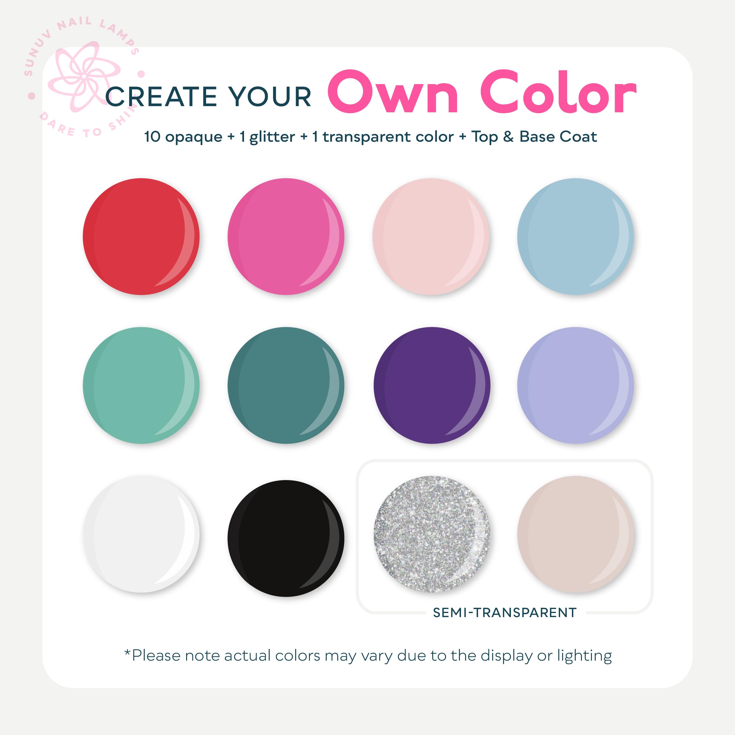 SUNUV 12 Colors Gel Nail Polish Kit with UV Light - Base & Glossy Top Coat Set, Professional Manicure Tools for Women | Perfect for Home Nail Art, Salon Treatments & Gift Giving