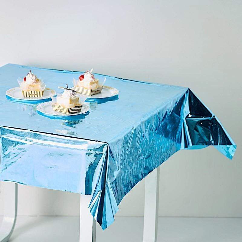 50 x 50 Inch Silver Metallic Disposable Plastic Tablecloths - Perfect for Parties, Weddings, and Events - Waterproof & Wrinkle-Free