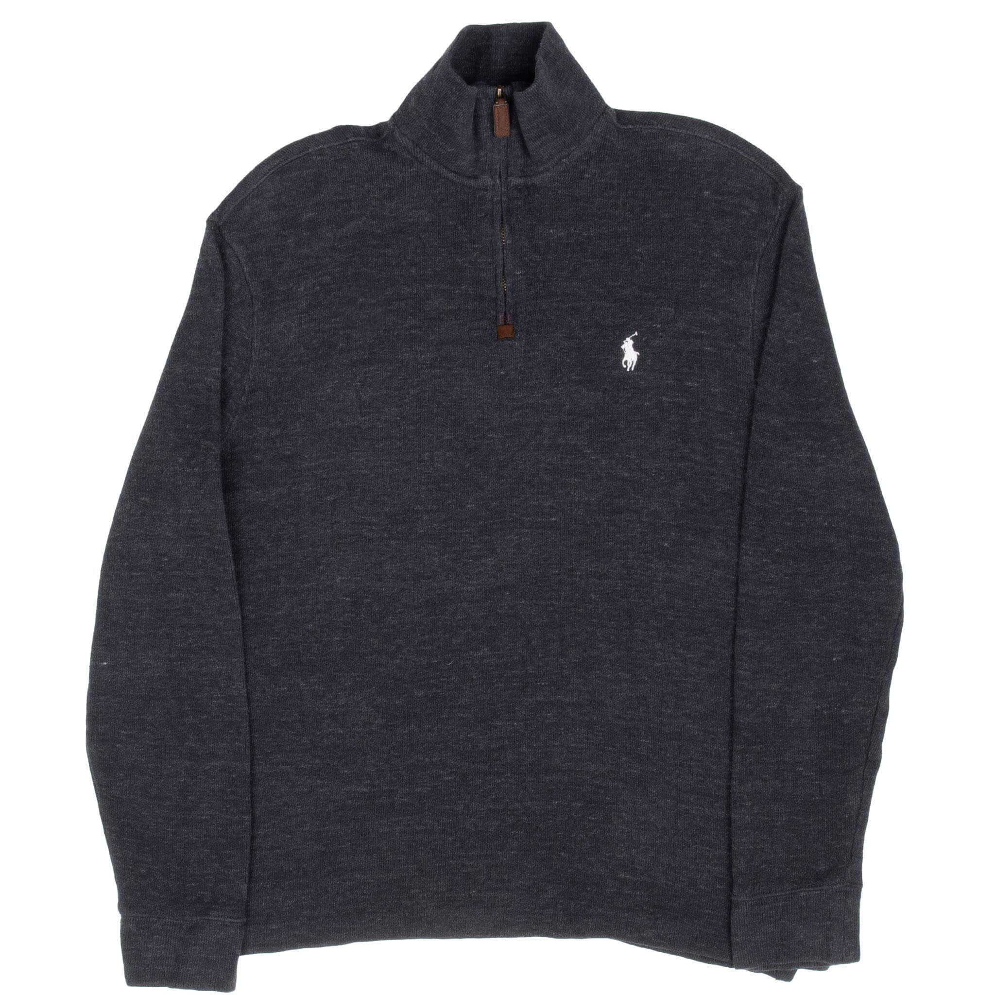Ralph Lauren Men's Dark Grey Quarter Zip Sweater - Small Size | Casual Pullover for Work, Office & Outdoor Activities