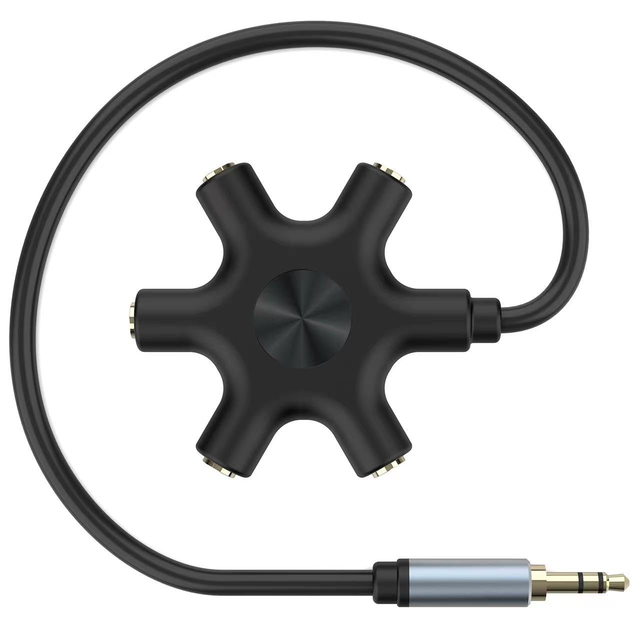 5-Way 3.5mm Headphone Audio Splitter - Multi Device Stereo Headset Adapter for iPhone, iPad, Gaming & Music Sharing - Perfect for Group Listening, Podcasts & Classroom Use