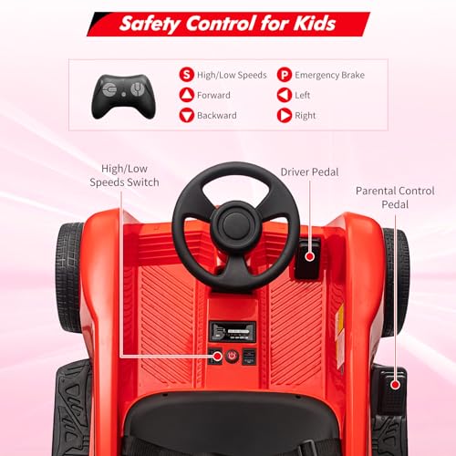 GARVEE 24V Kids Electric Ride-On Car - 2 Seater 4-Wheel Toy with 2x120W Motors, 200lbs Capacity & Parent Remote Control | Toddler Ride-On Toy with Music, USB Port & Storage Box | Perfect for Outdoor Play, Backyard Fun & Birthday Gifts (Red)
